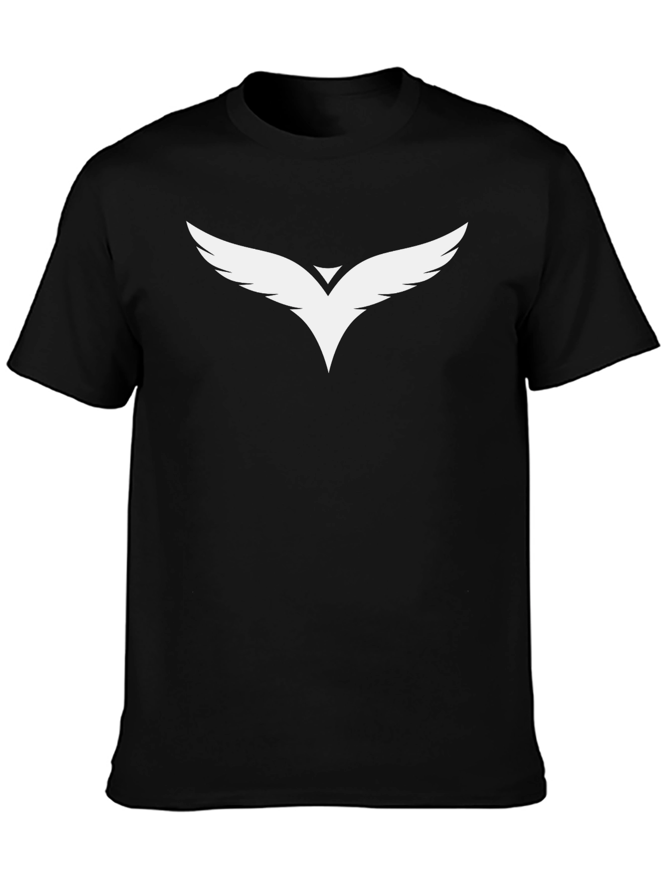 Black T-Shirt with White Winged Logo