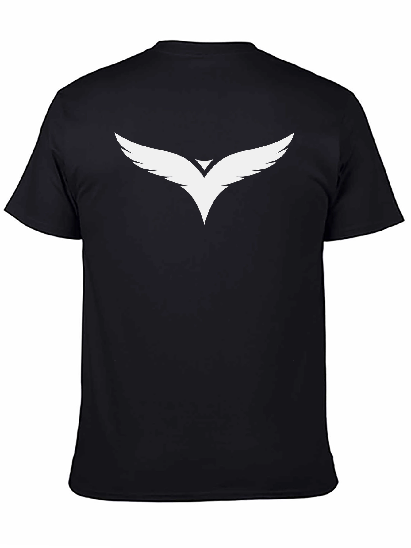 Black T-Shirt with White Winged Logo