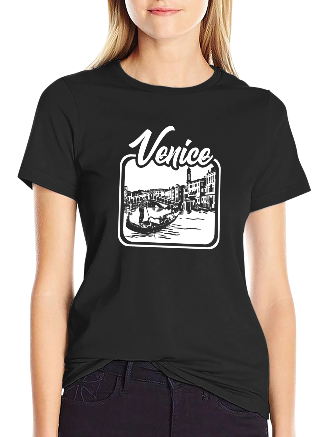 Venice Gondola Black T-Shirt