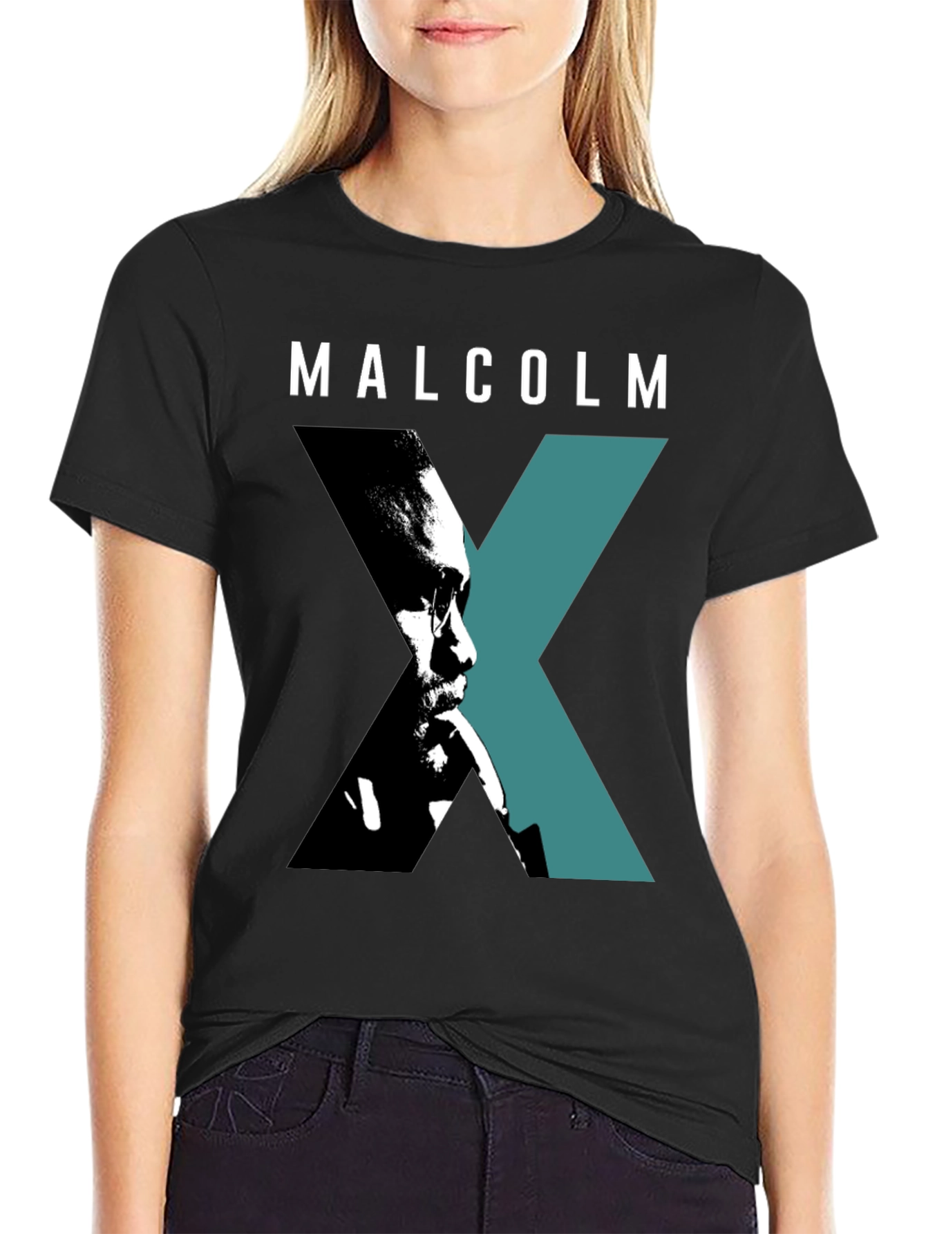 Malcolm X Graphic Print Black T-Shirt