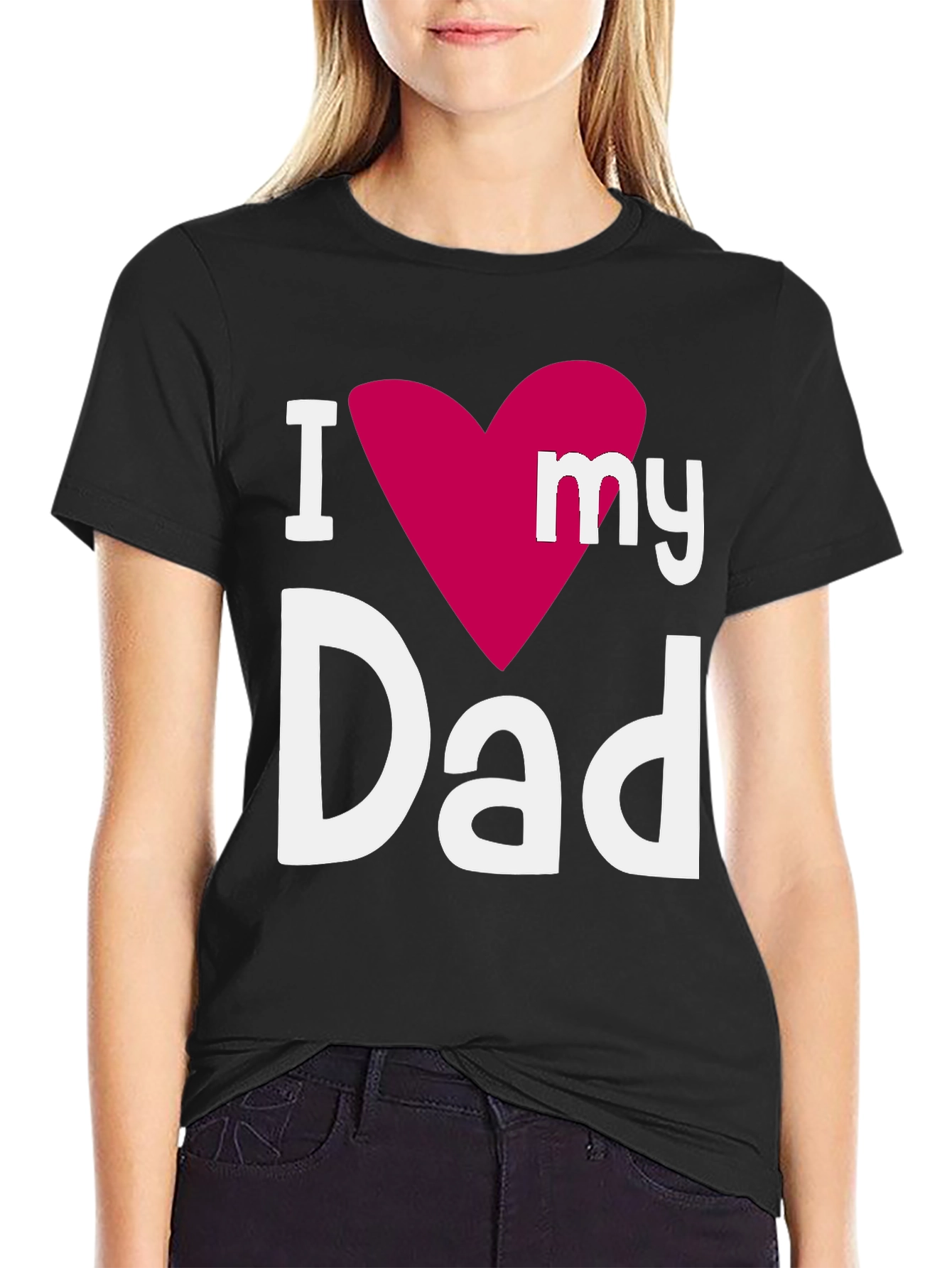 I Heart My Dad Black Graphic T-Shirt