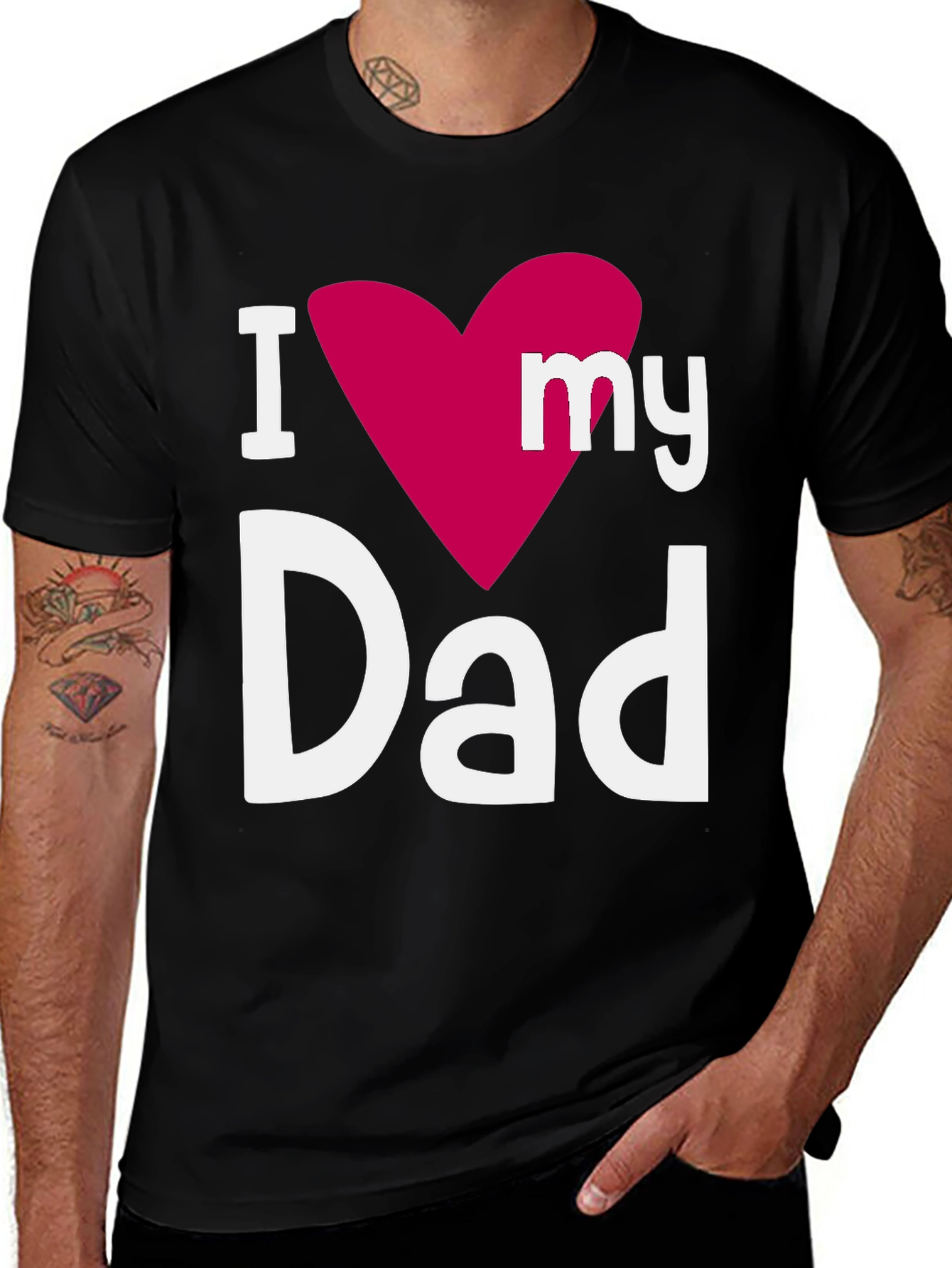 I Heart My Dad Black Graphic T-Shirt