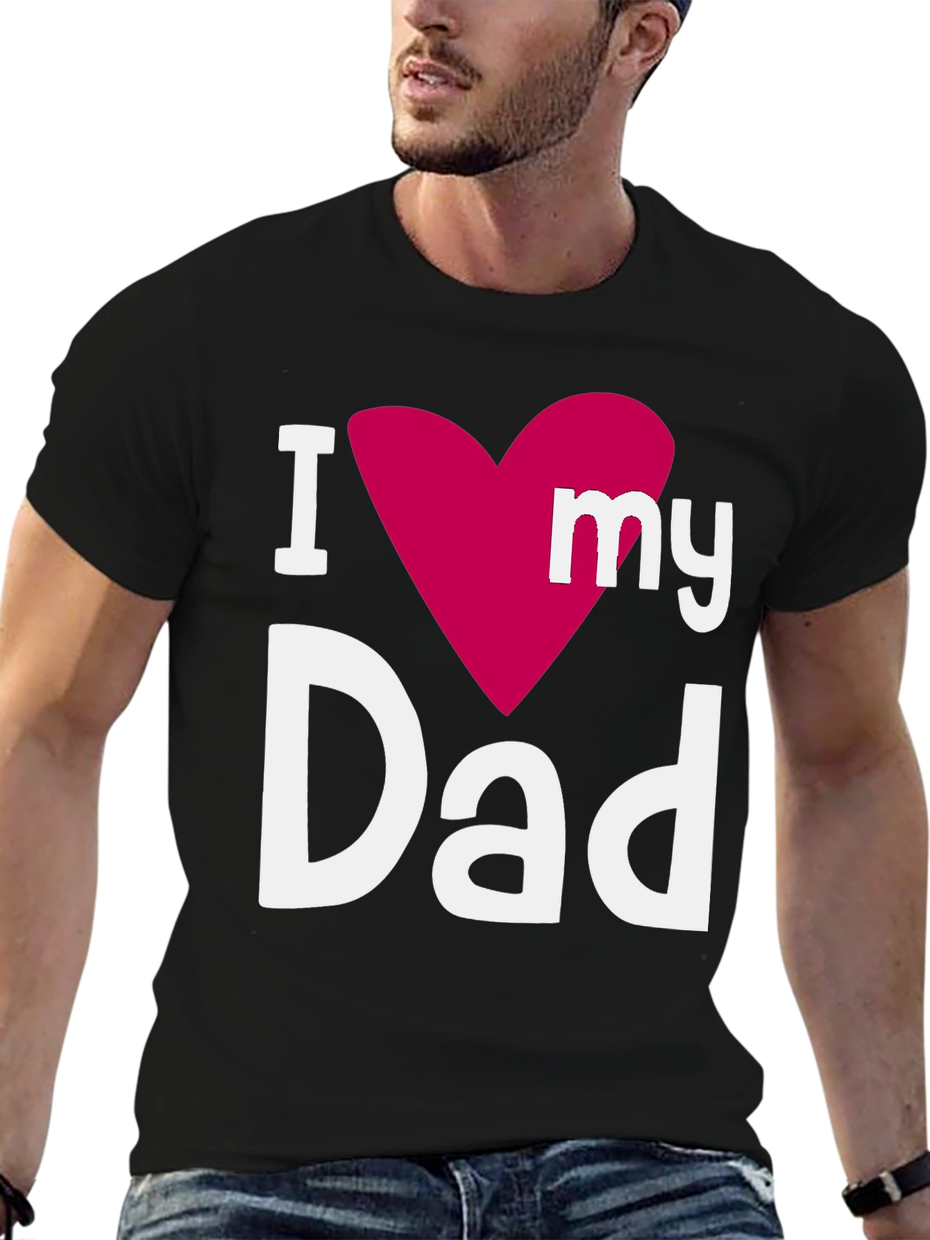 I Heart My Dad Black Graphic T-Shirt