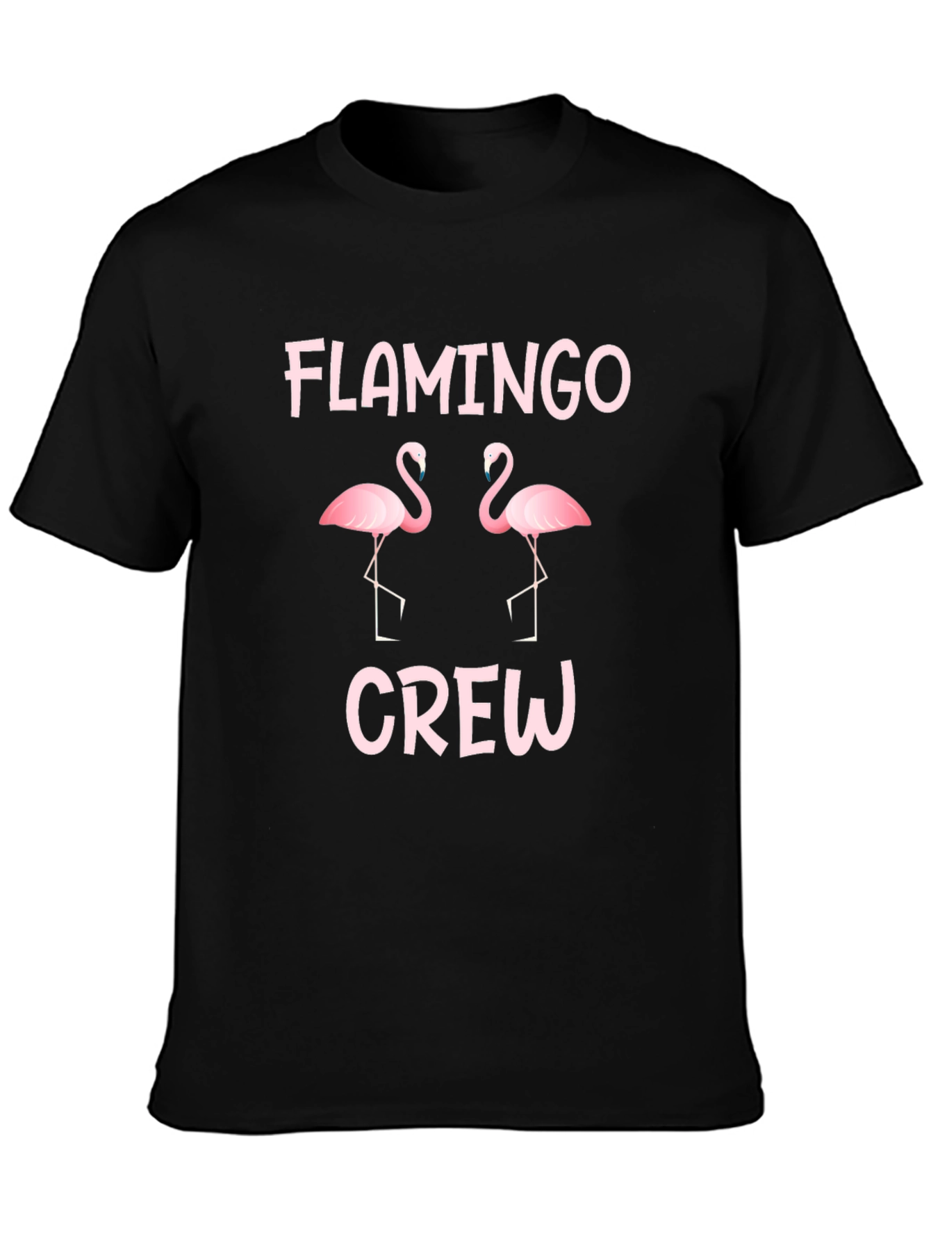 Flamingo Crew Graphic Tee - Black Cotton T-Shirt