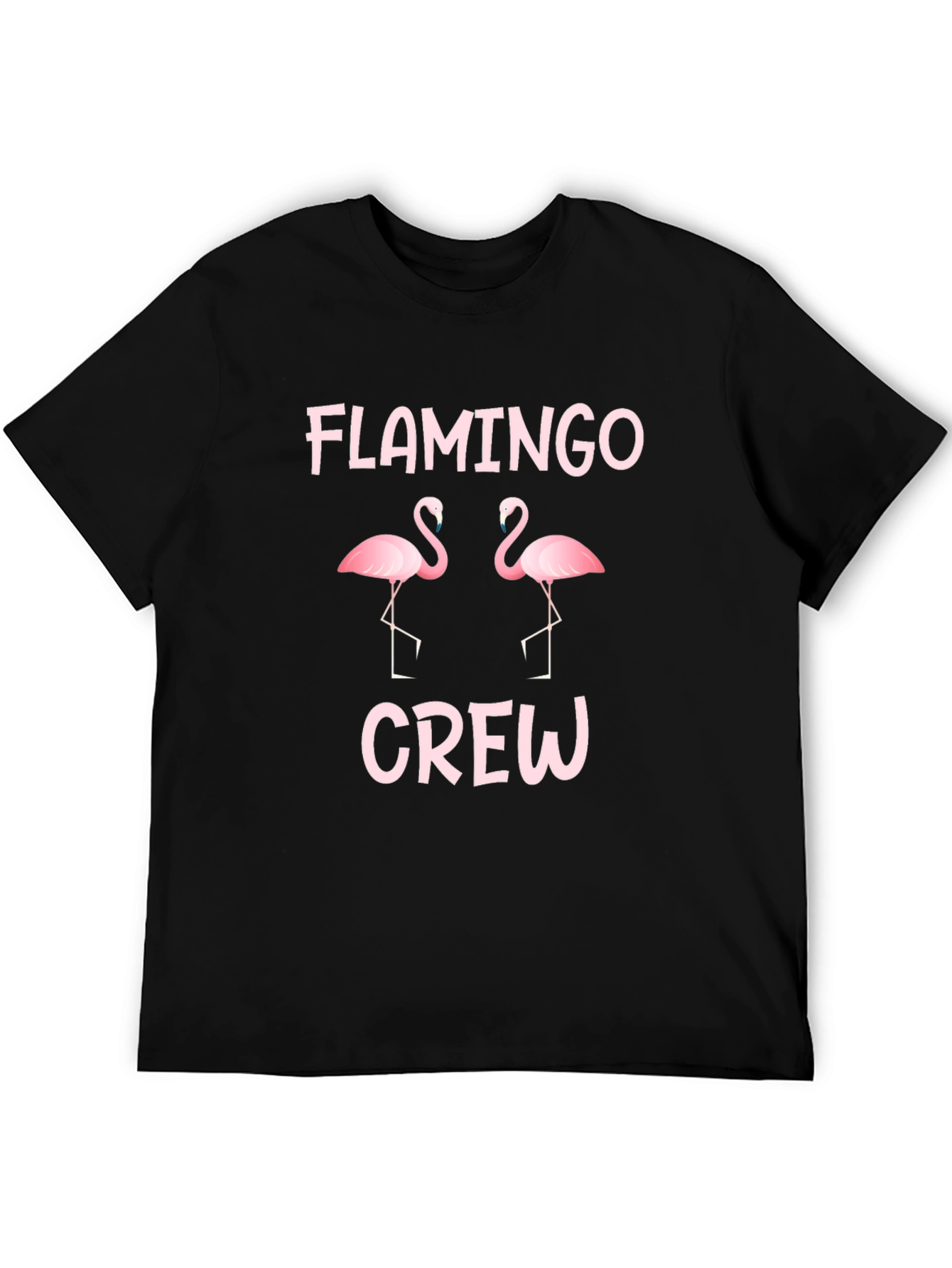 Flamingo Crew Graphic Tee - Black Cotton T-Shirt