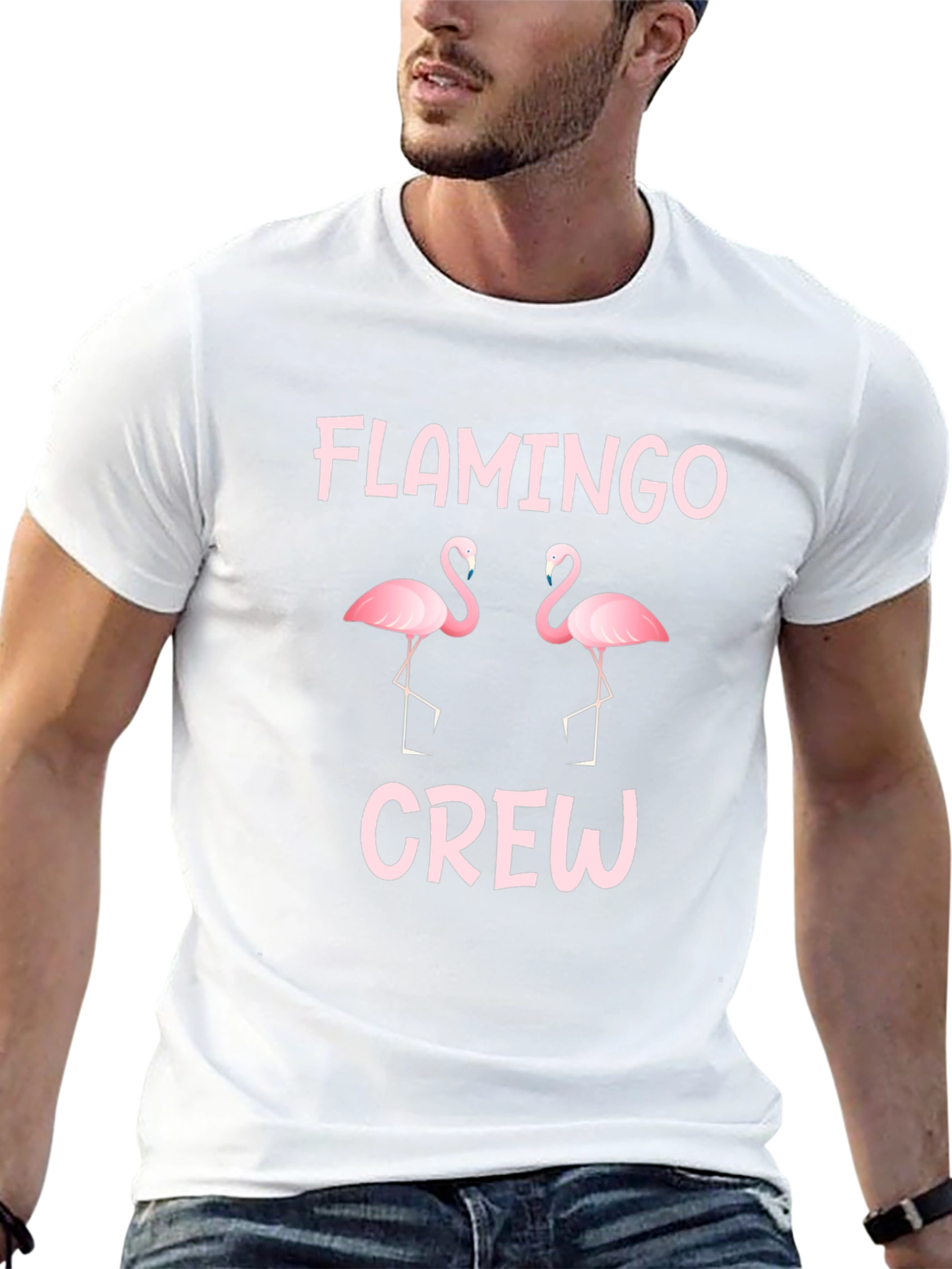 Flamingo Crew Graphic Tee - Black Cotton T-Shirt