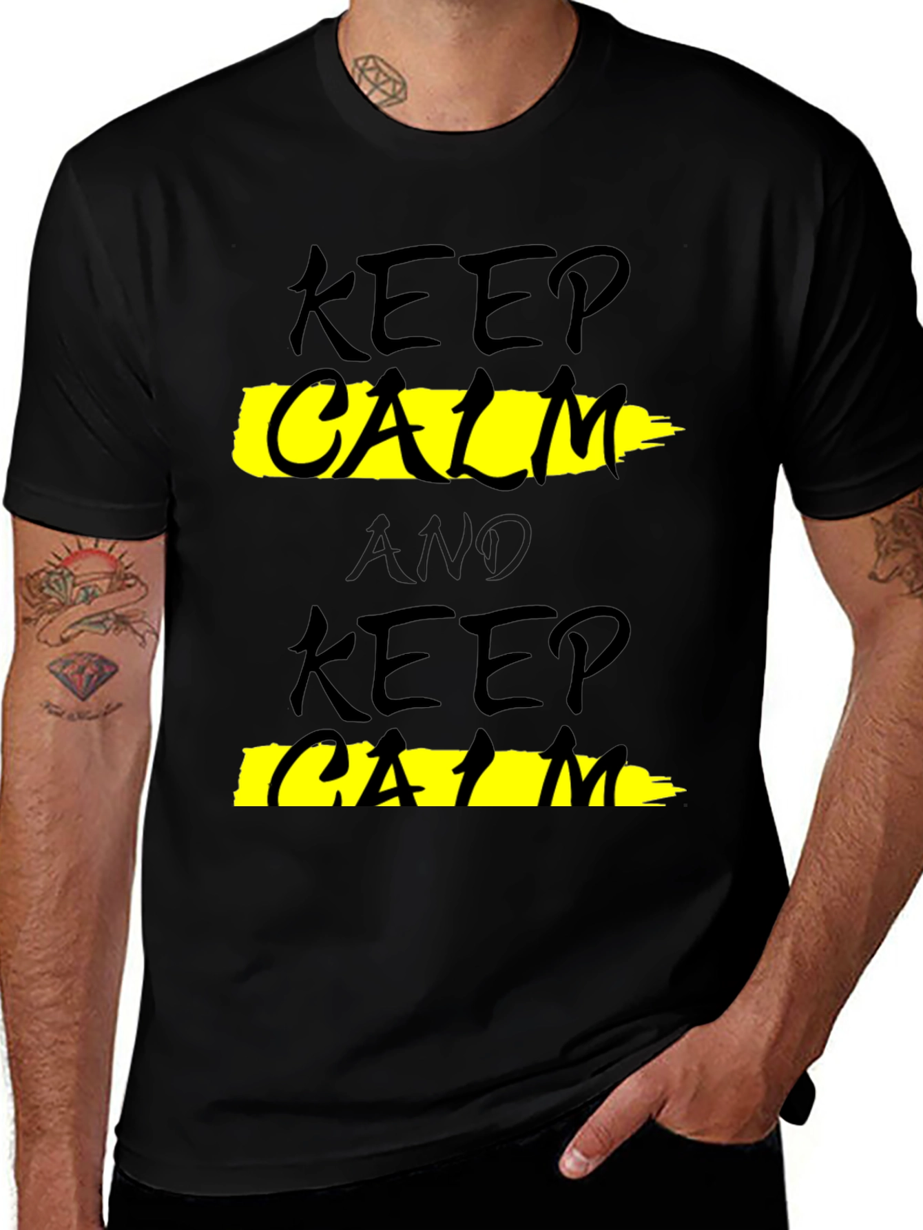 Keep Calm Black Graphic T-Shirt