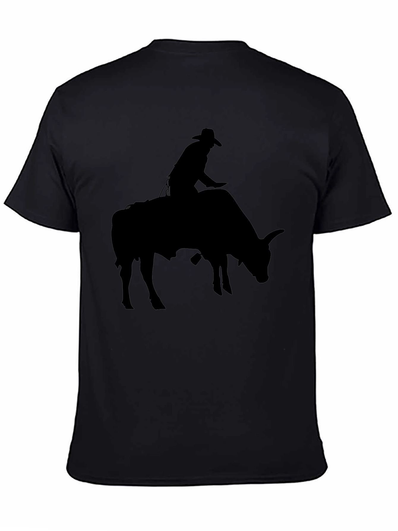 Cowboy Riding Bull Black T-Shirt