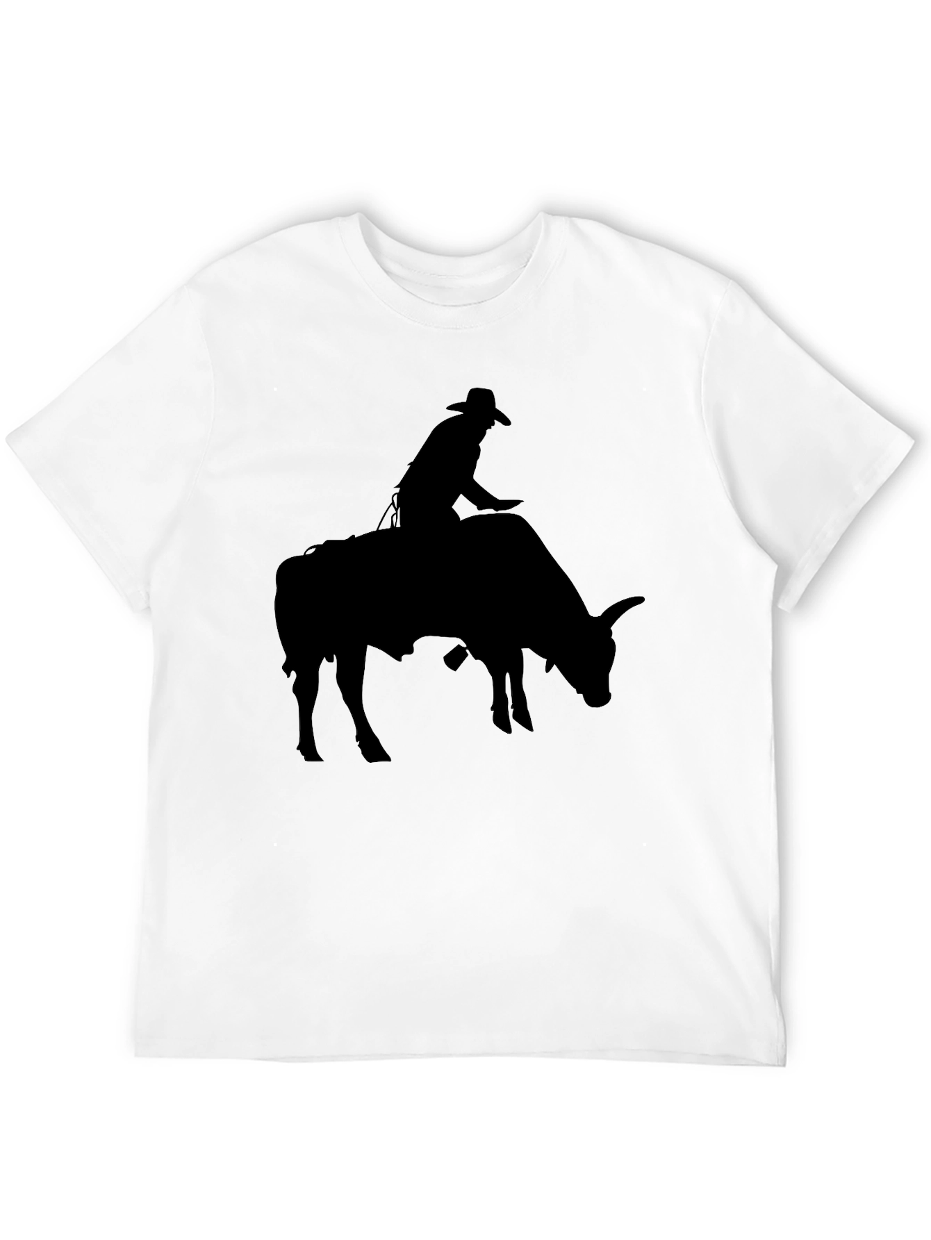 Cowboy Riding Bull Black T-Shirt
