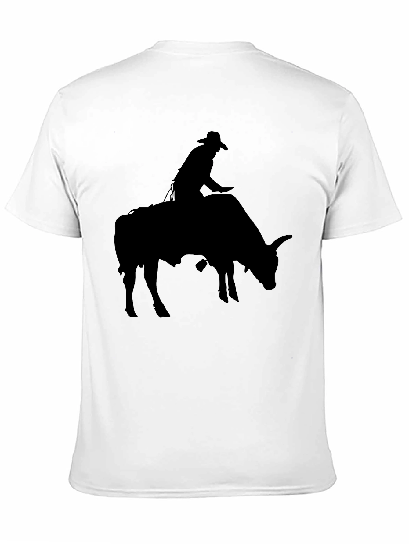 Cowboy Riding Bull Black T-Shirt