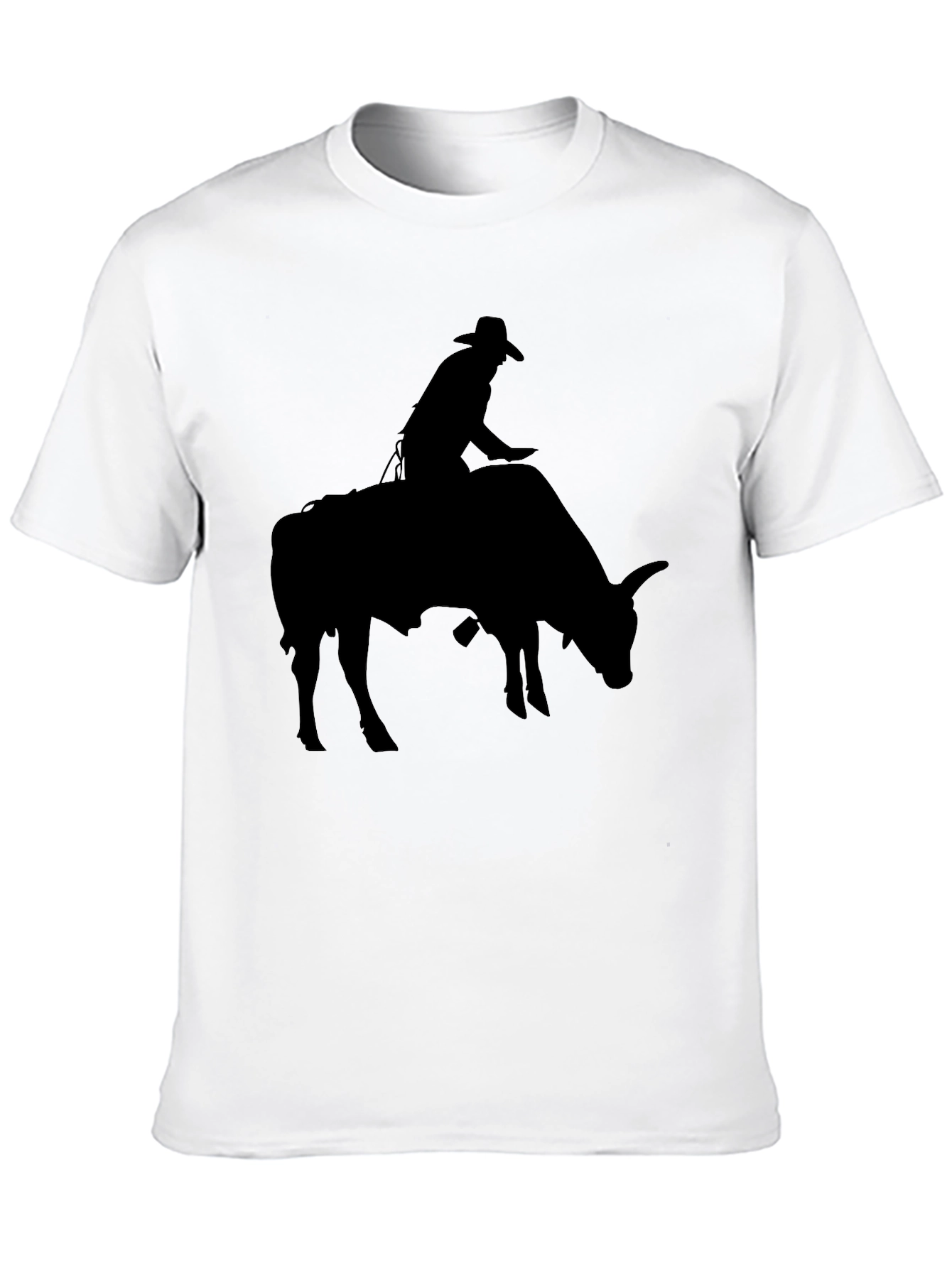 Cowboy Riding Bull Black T-Shirt