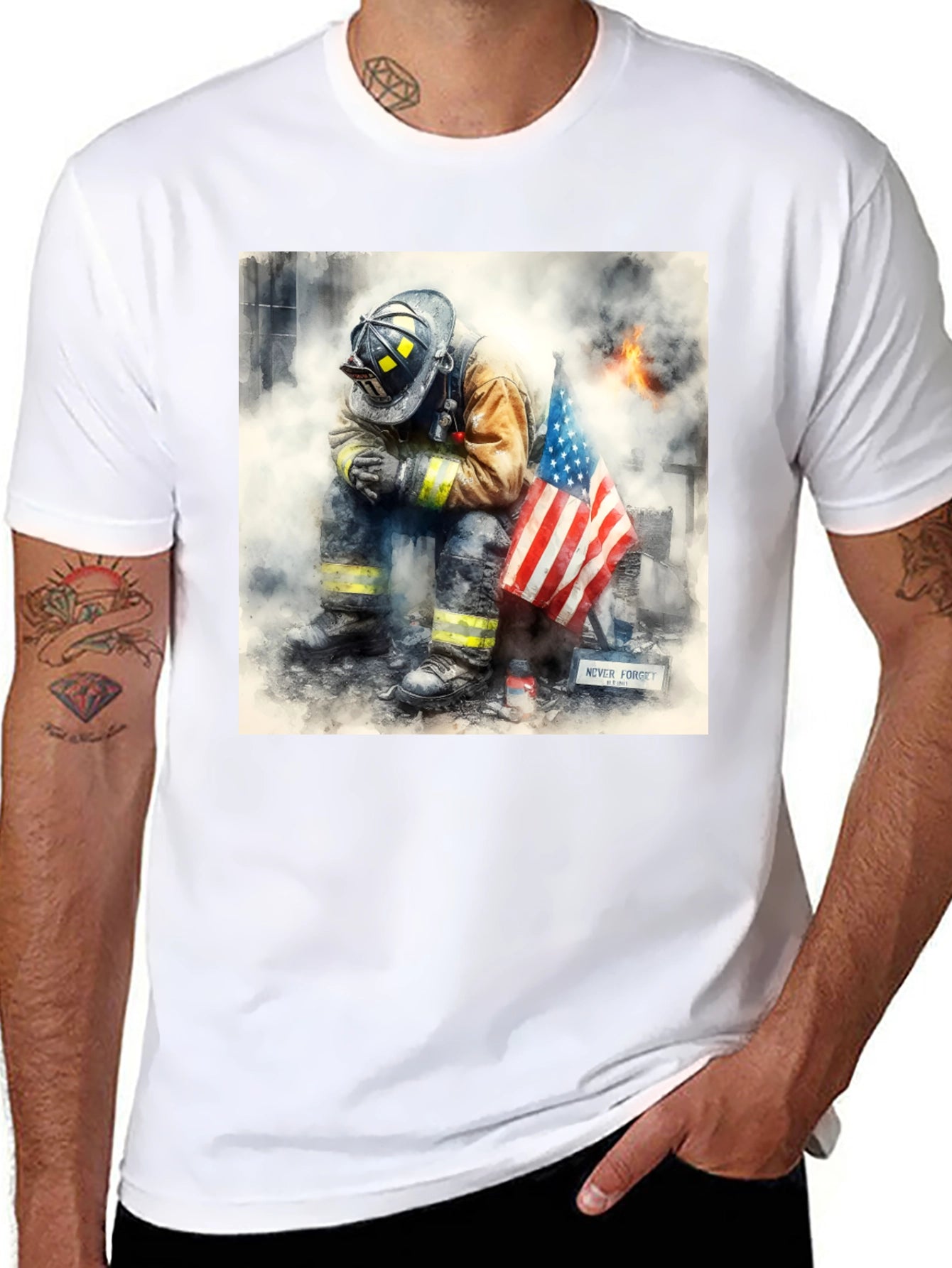 Firefighter Memorial T-Shirt - Never Forget