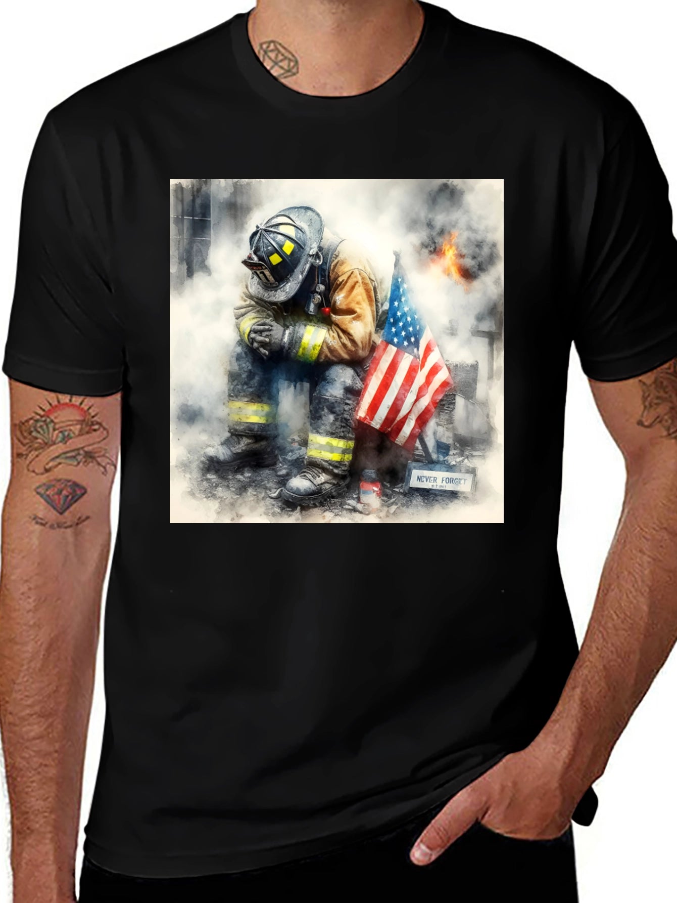 Firefighter Memorial T-Shirt - Never Forget