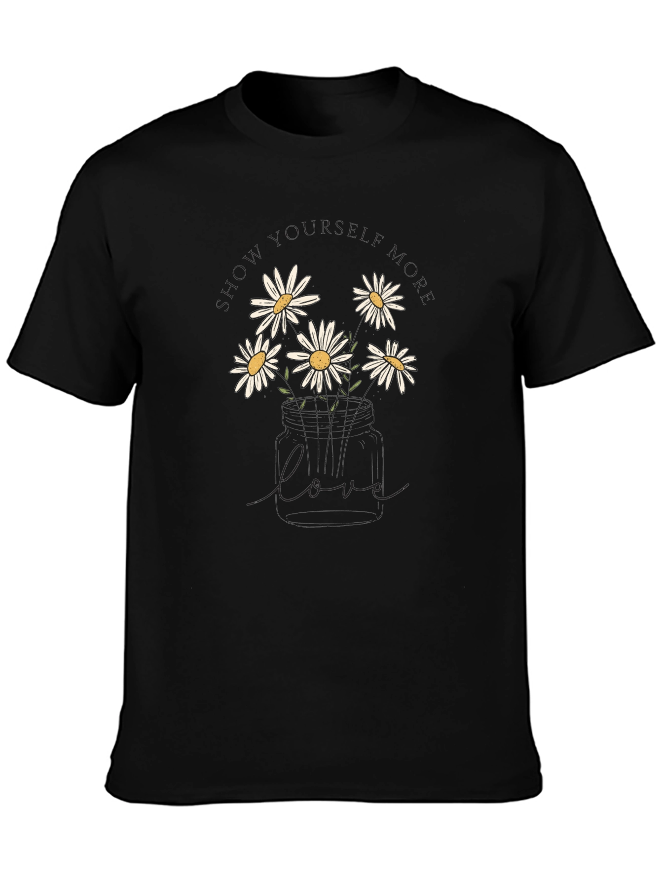 Floral Love Graphic Tee - Black Cotton Blend