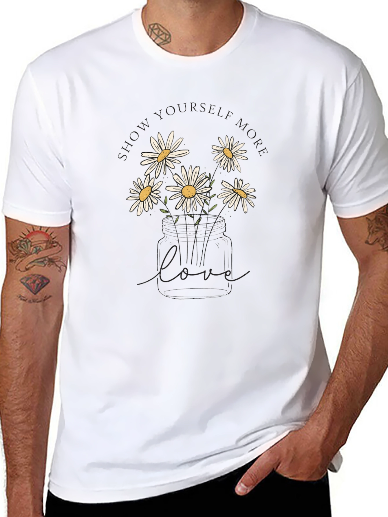 Floral Love Graphic Tee - Black Cotton Blend