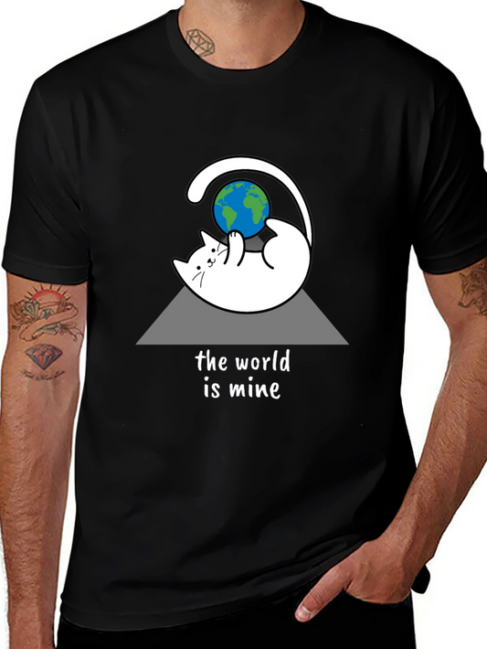 The World Is Mine Cat Graphic Tee - Black