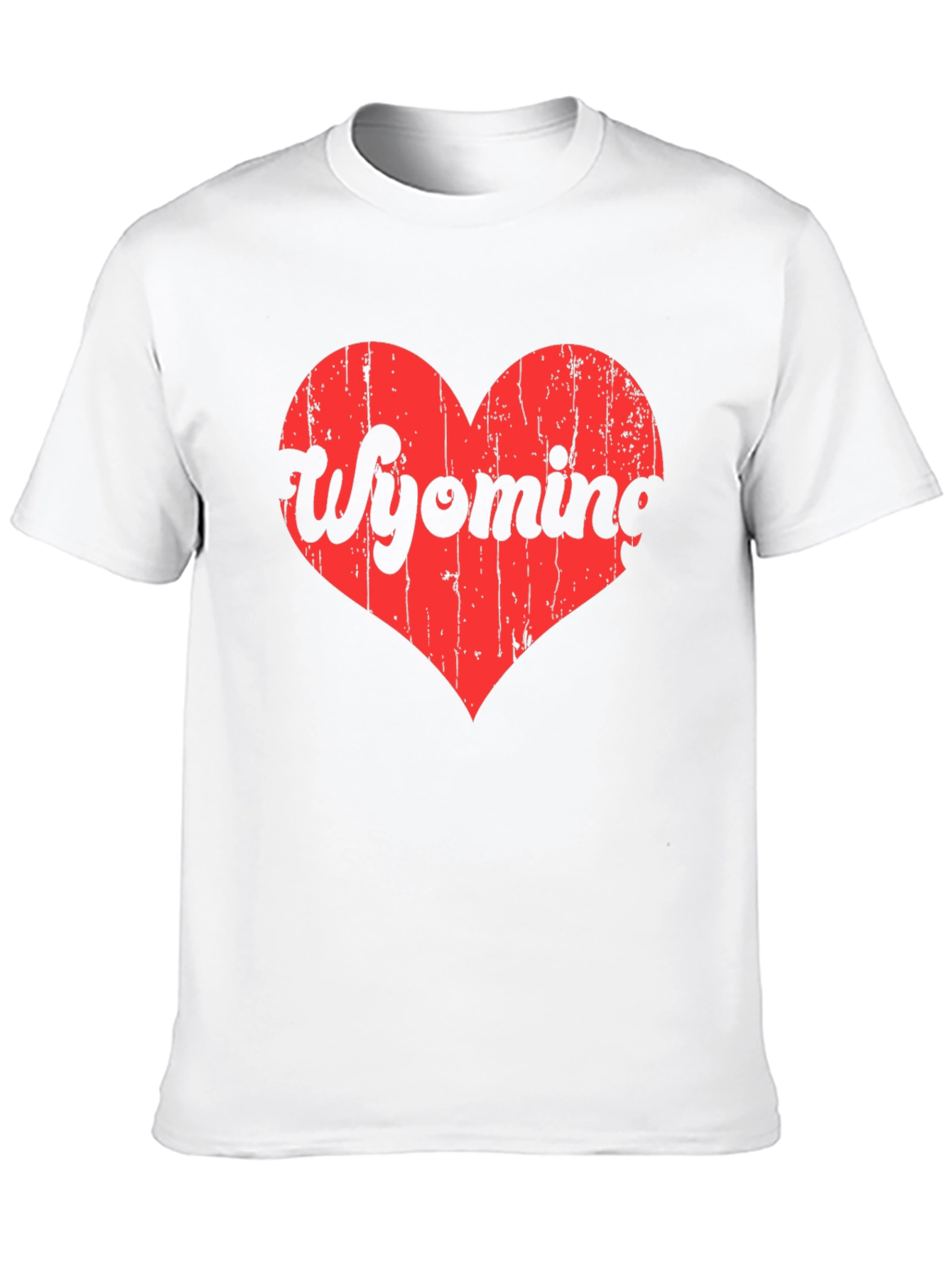 Wyoming Heart Graphic Tee - Distressed Print T-Shirt