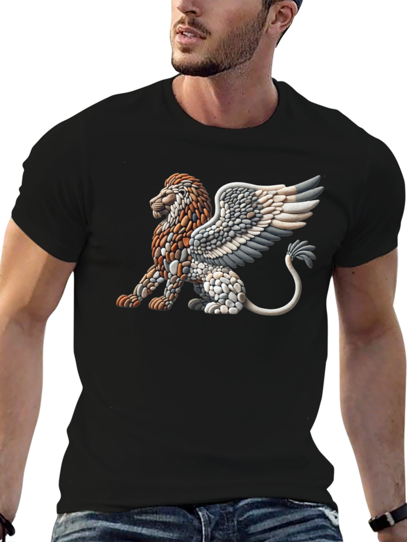 Winged Lion Graphic Tee - Unique Art Design