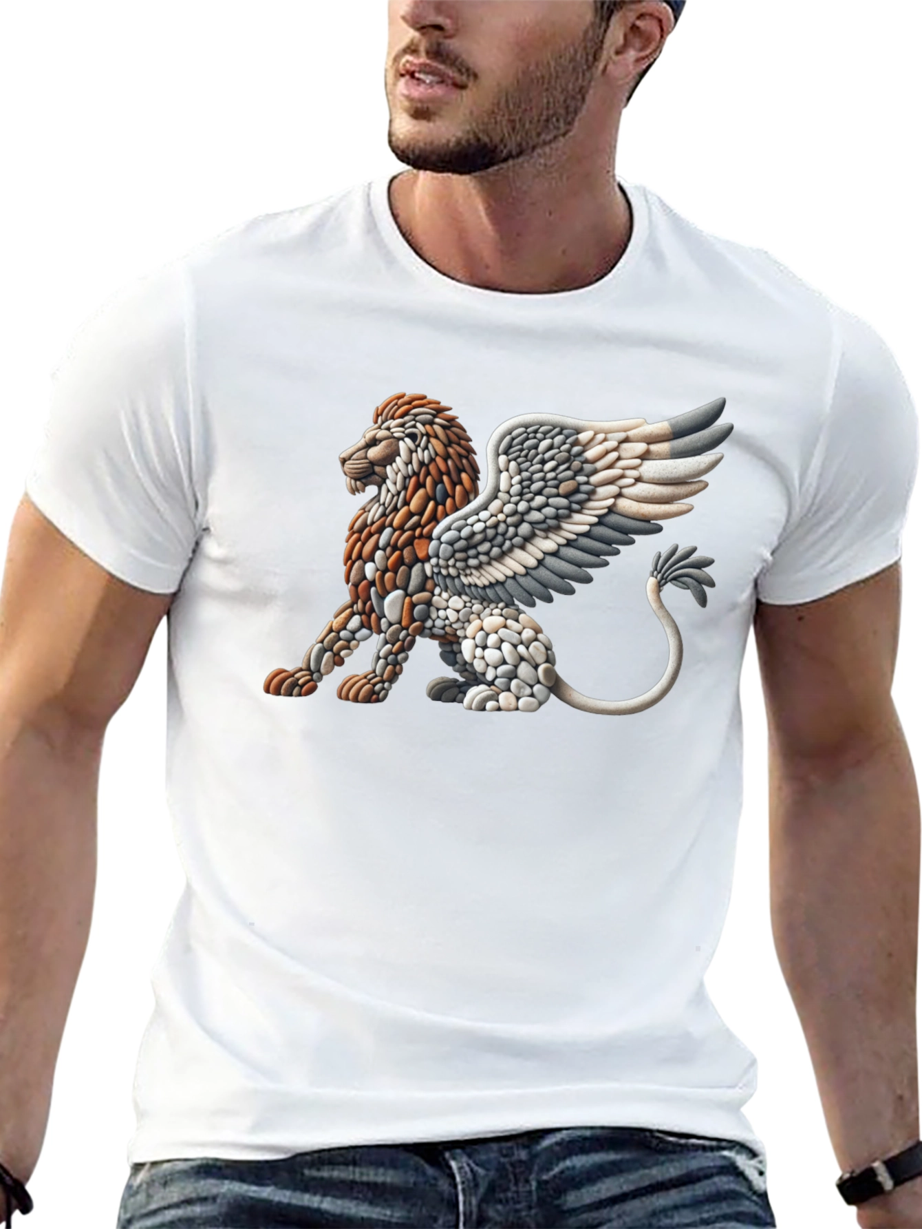Winged Lion Graphic Tee - Unique Art Design