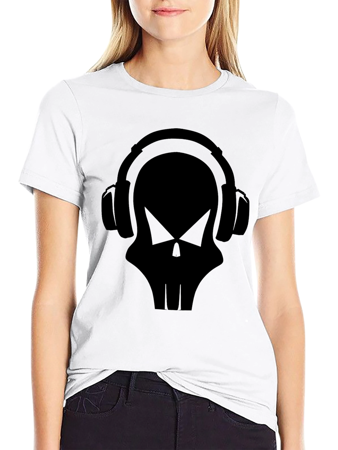 Skull DJ Headphones Graphic T-Shirt - Black
