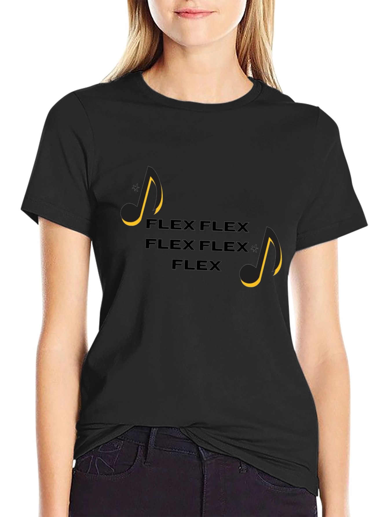 Flex Music Notes Graphic Tee - Black