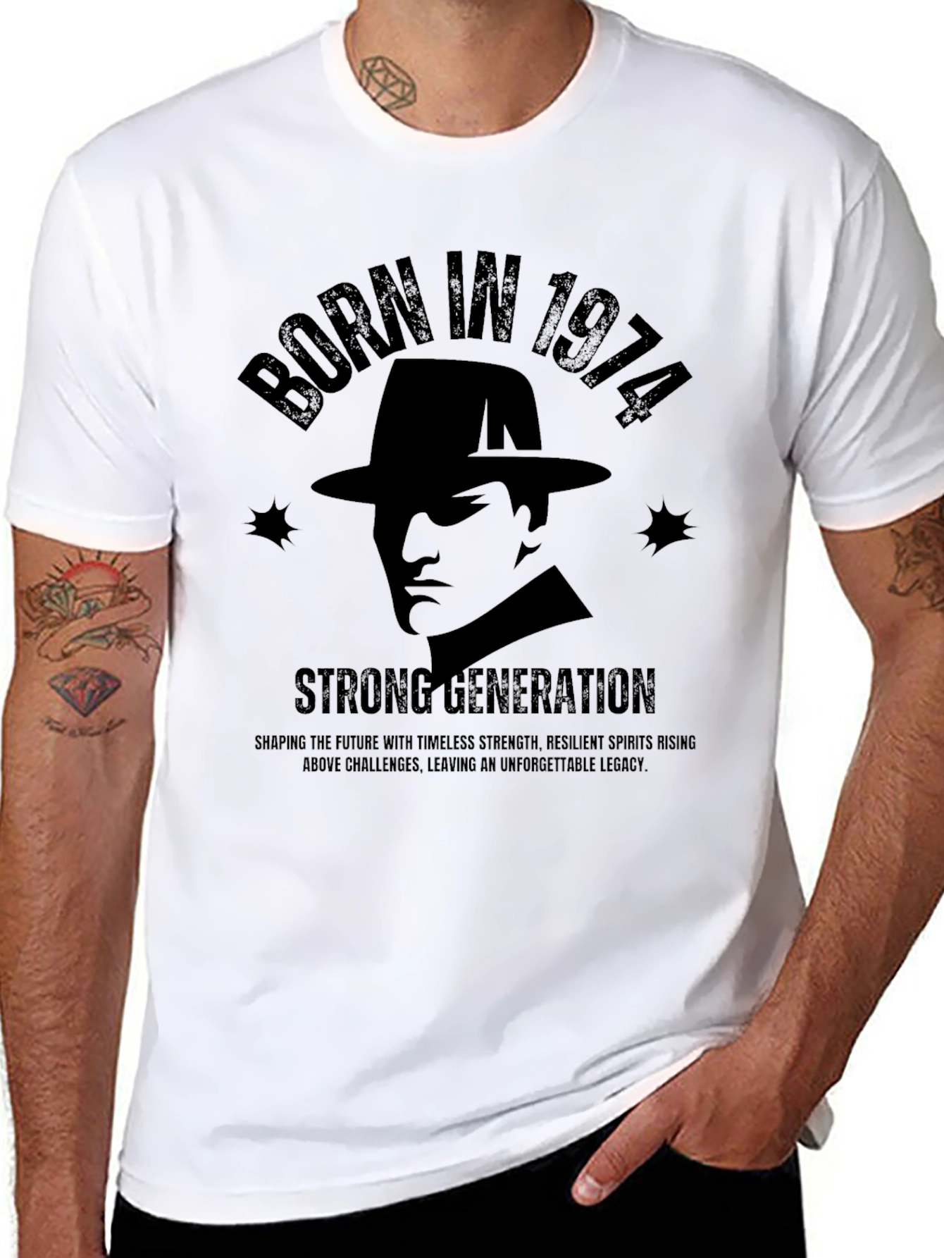 Born in 1974 Strong Generation Black T-Shirt