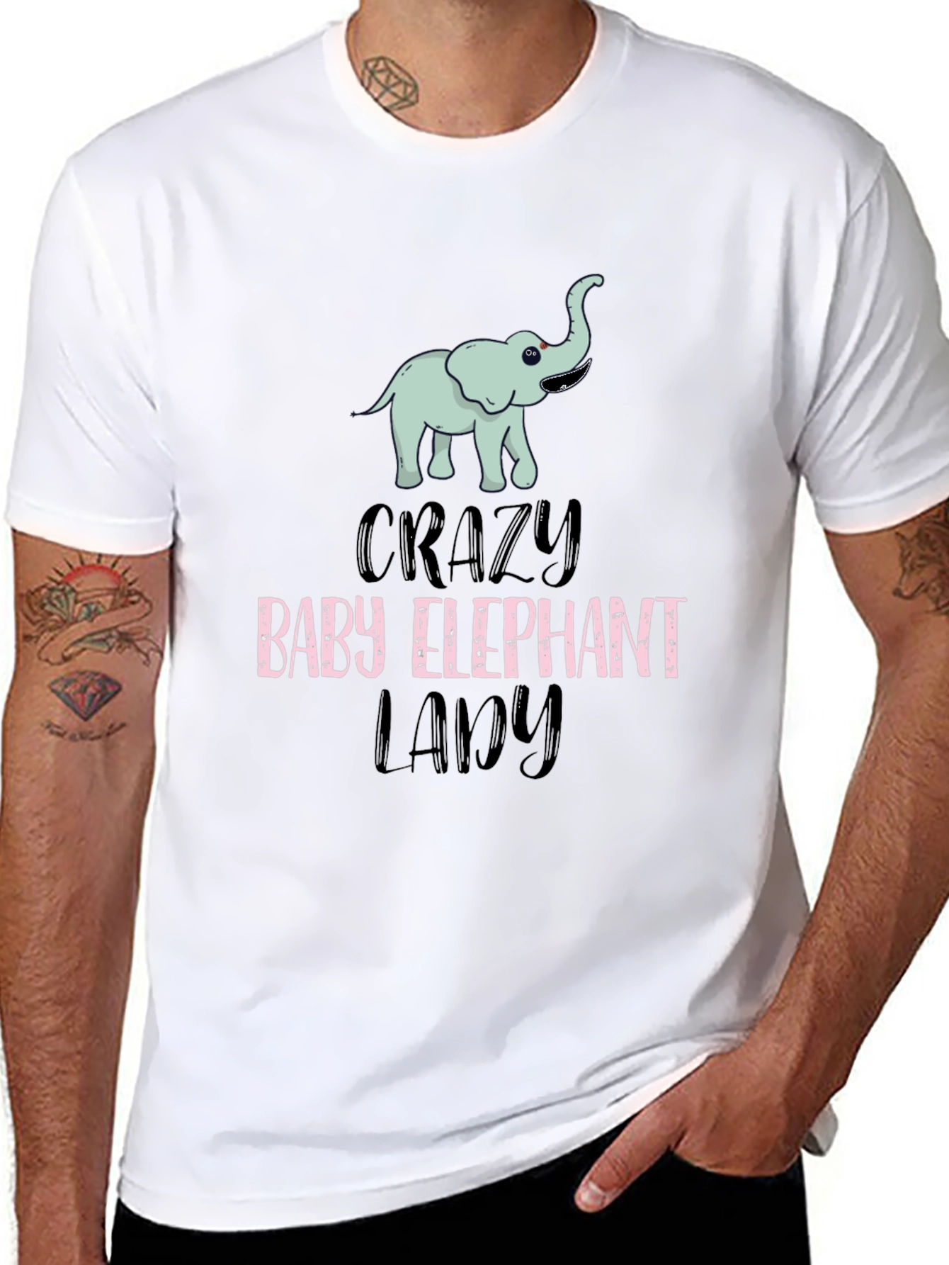 Crazy Baby Elephant Lady T-Shirt Cute Animal Tee