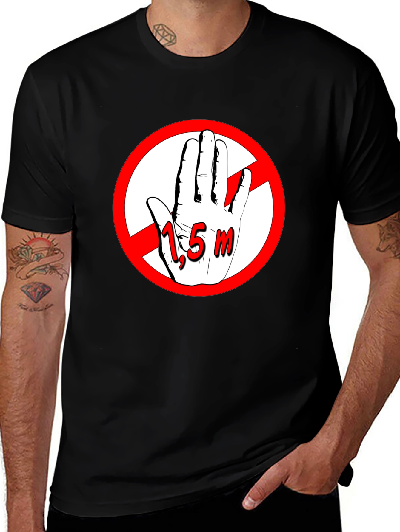 Social Distancing Tee - 1.5m Rule Black T-Shirt