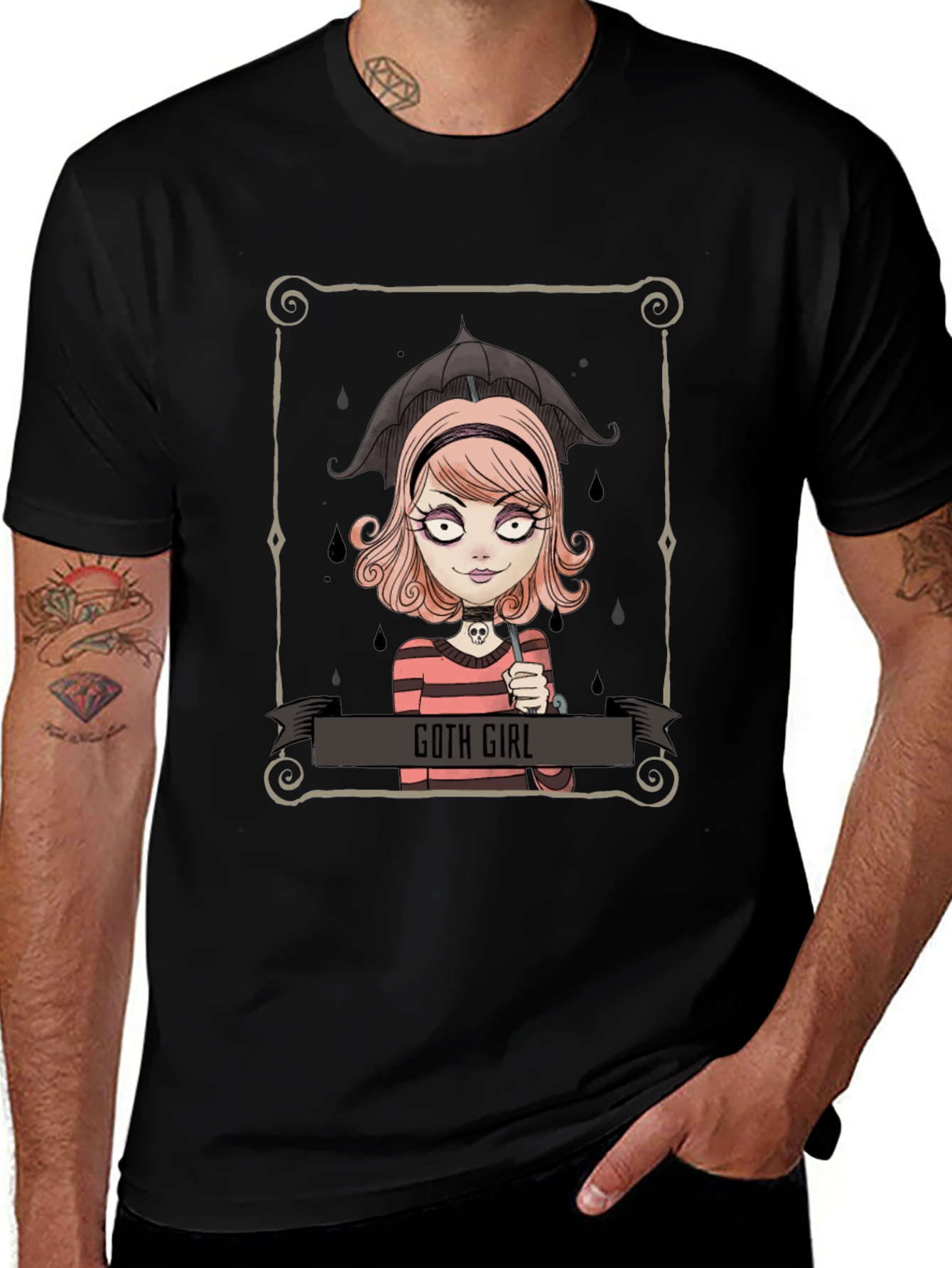 Goth Girl Tee - Cartoon Graphic T-Shirt