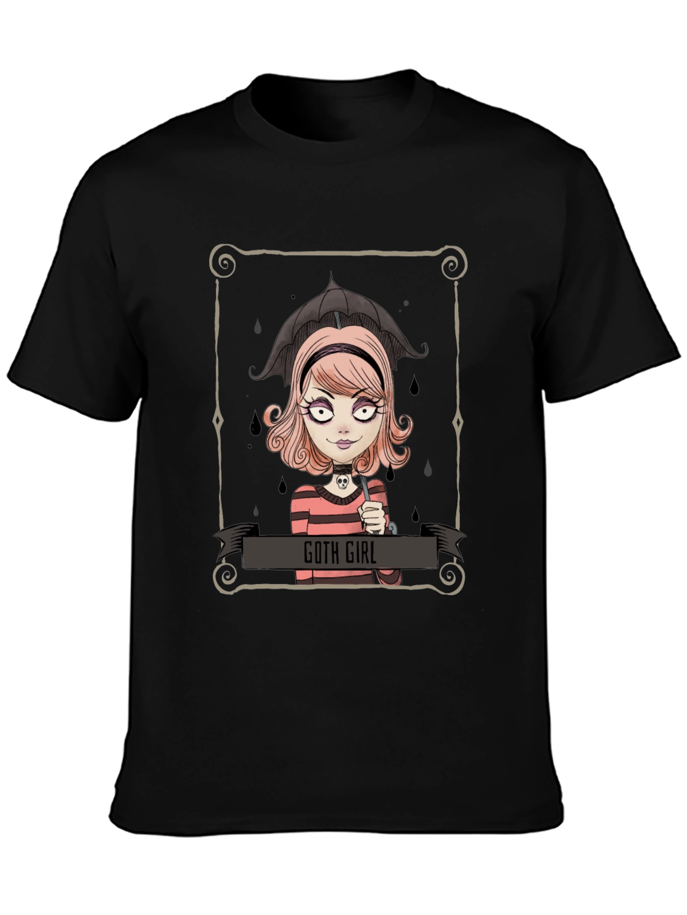Goth Girl Tee - Cartoon Graphic T-Shirt