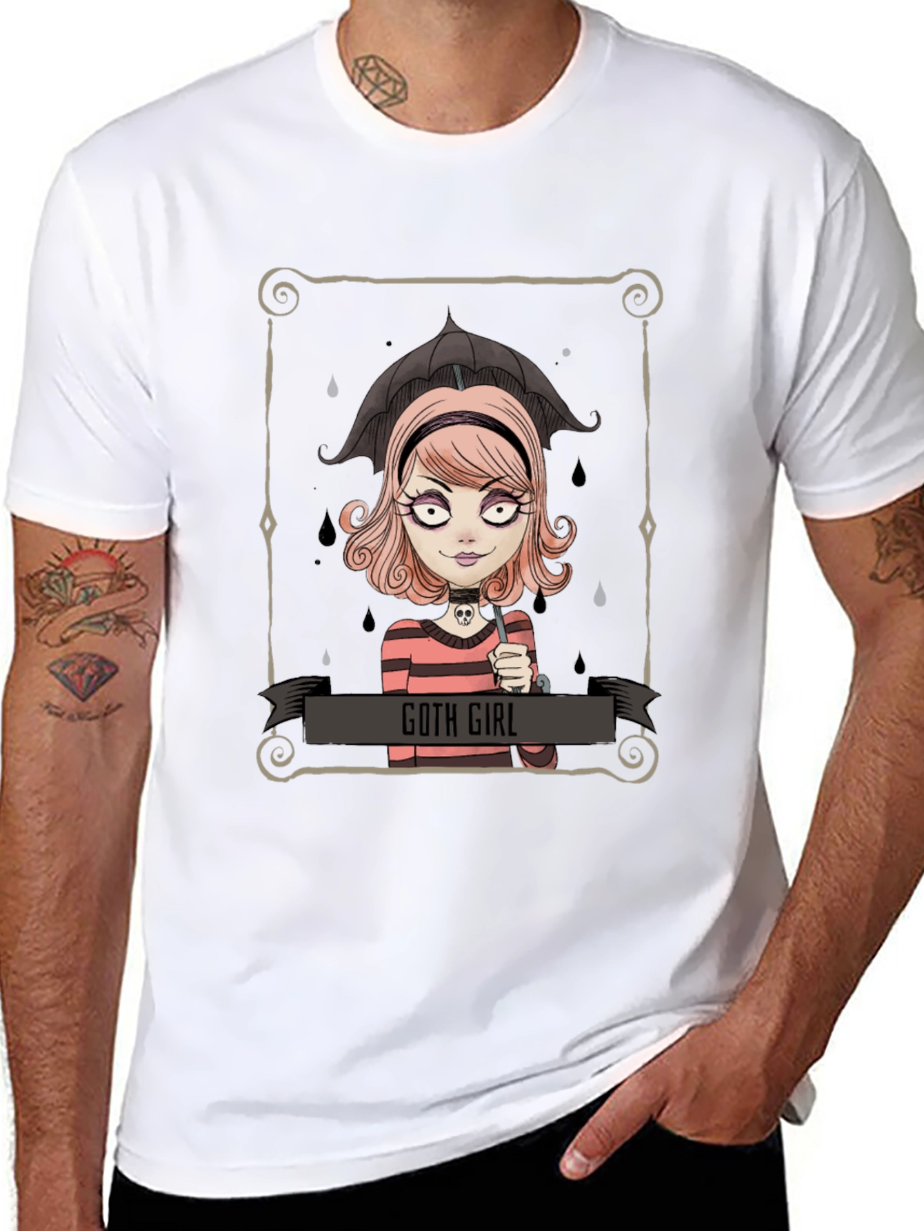 Goth Girl Tee - Cartoon Graphic T-Shirt