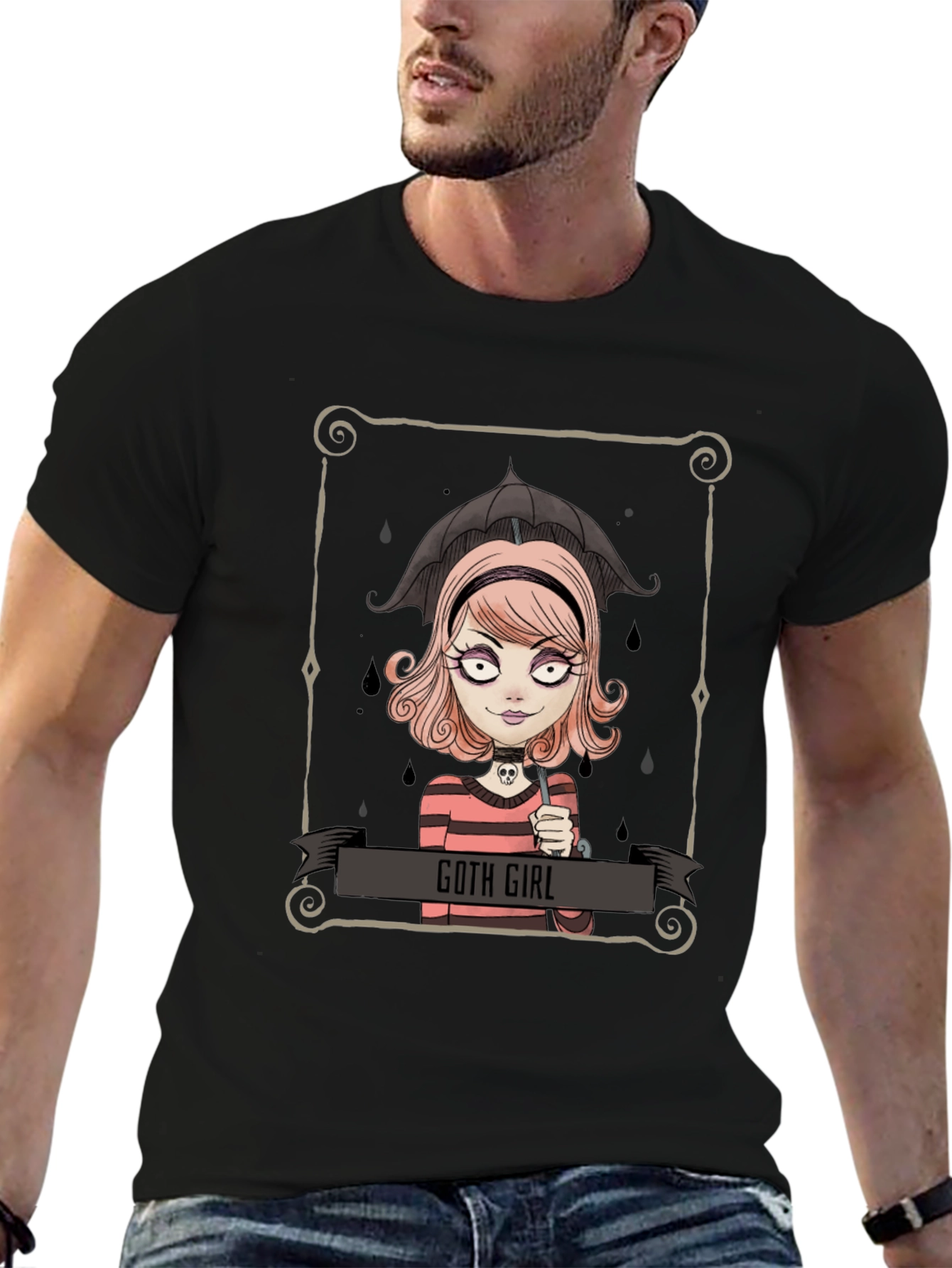Goth Girl Tee - Cartoon Graphic T-Shirt
