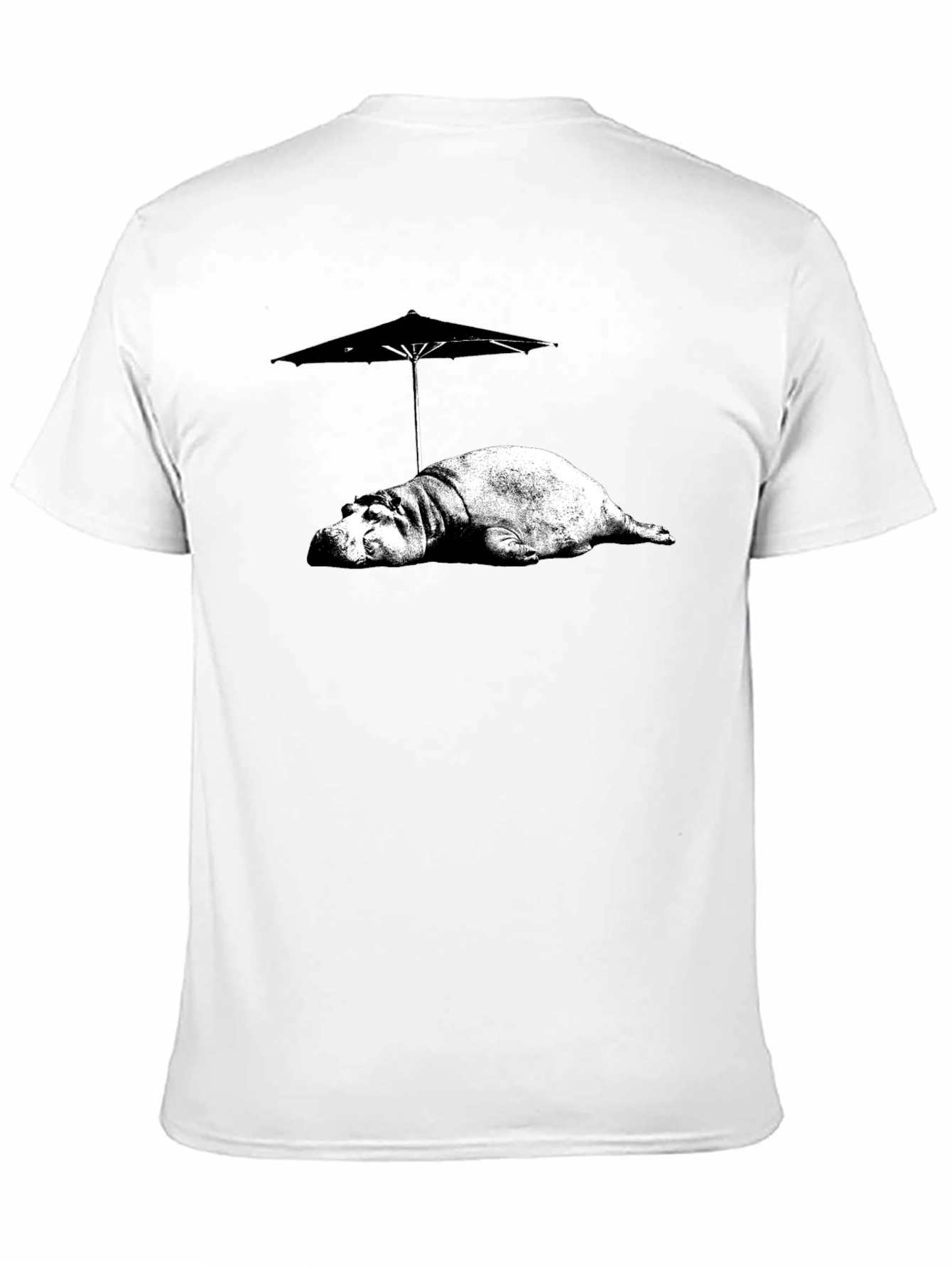 Hippo Under Umbrella Graphic Tee - Relaxed Summer Style