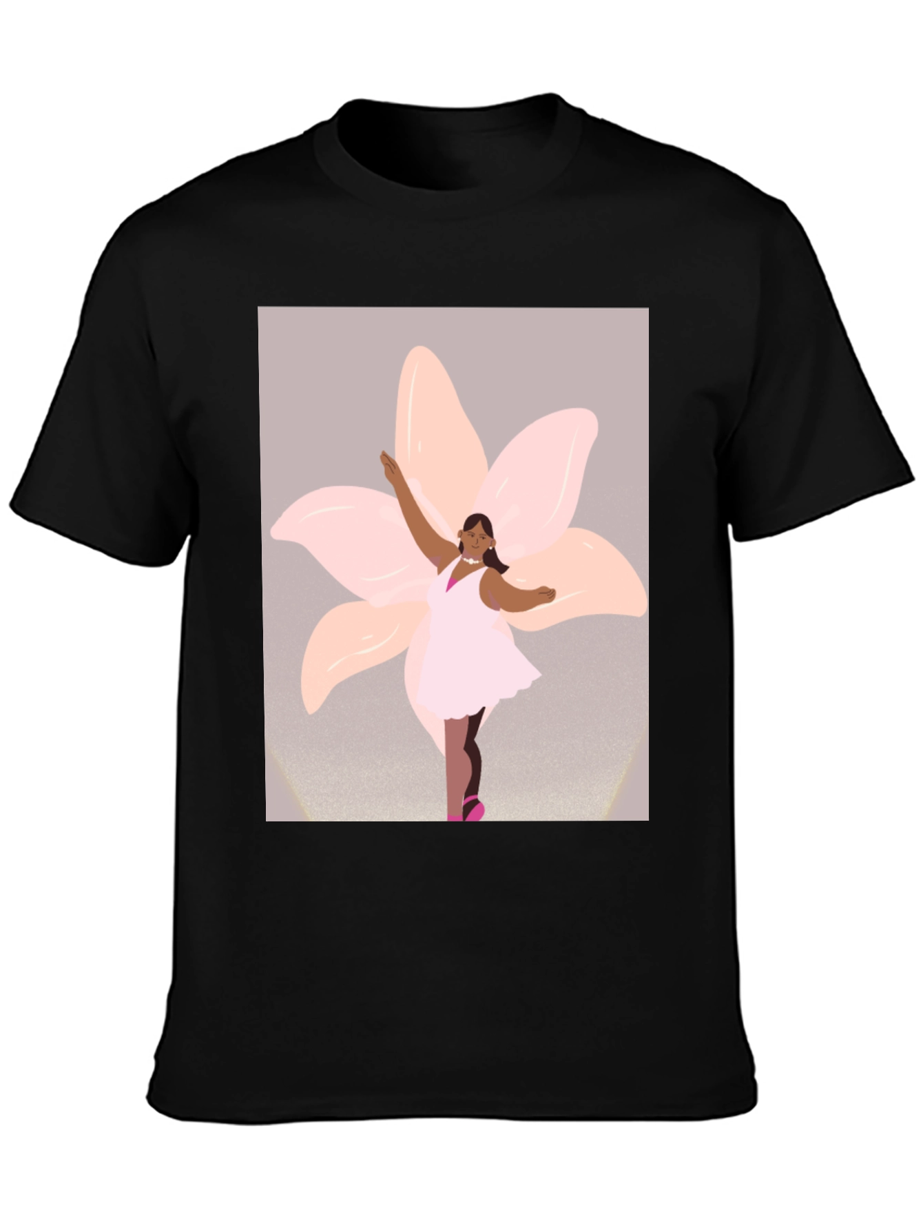 Ballerina Flower Graphic Tee - Black