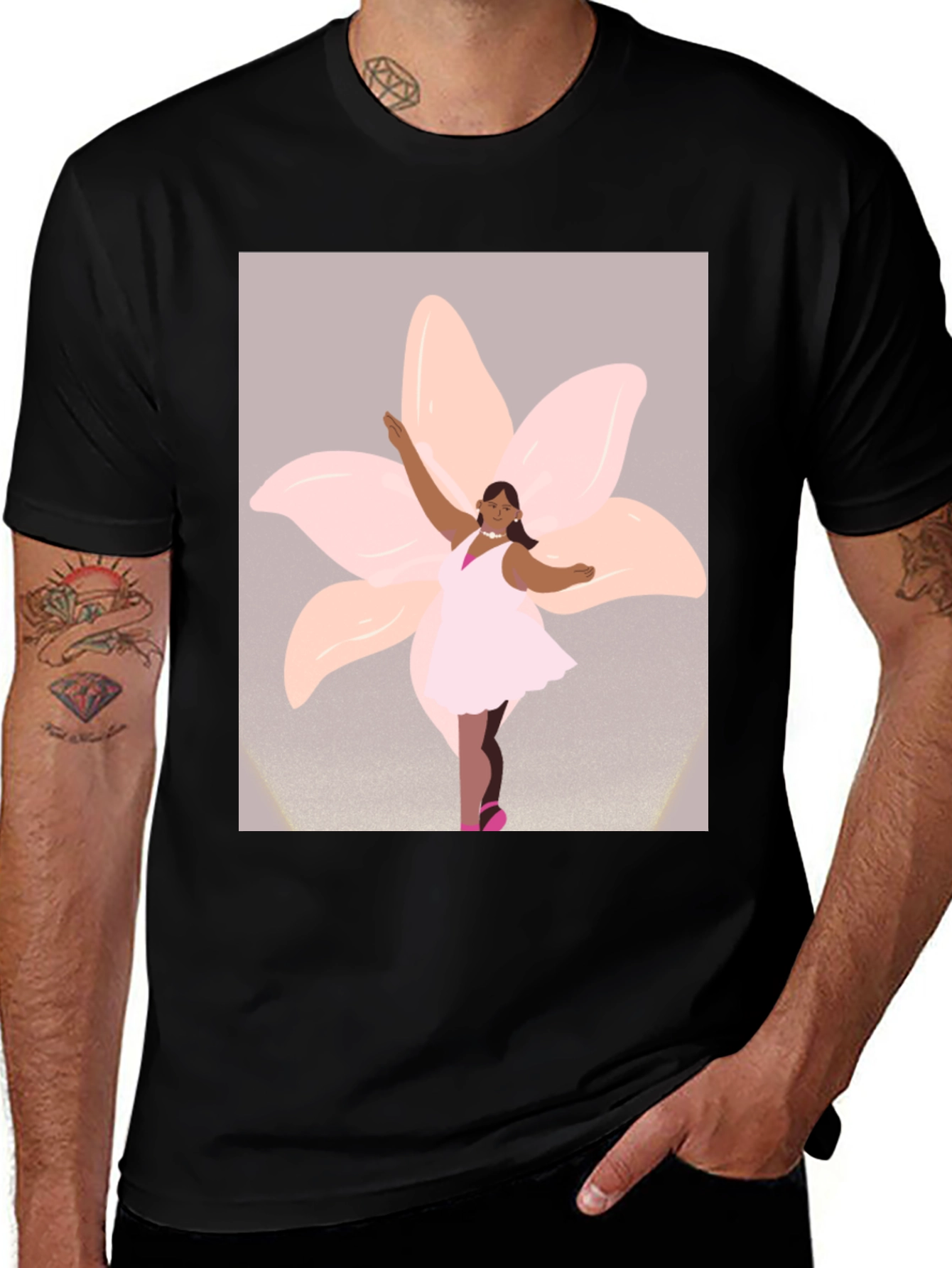 Ballerina Flower Graphic Tee - Black