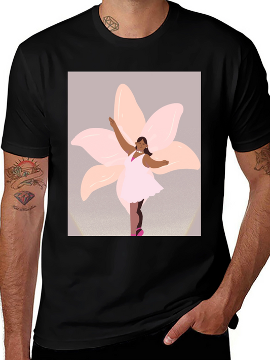 Ballerina Flower Graphic Tee - Black