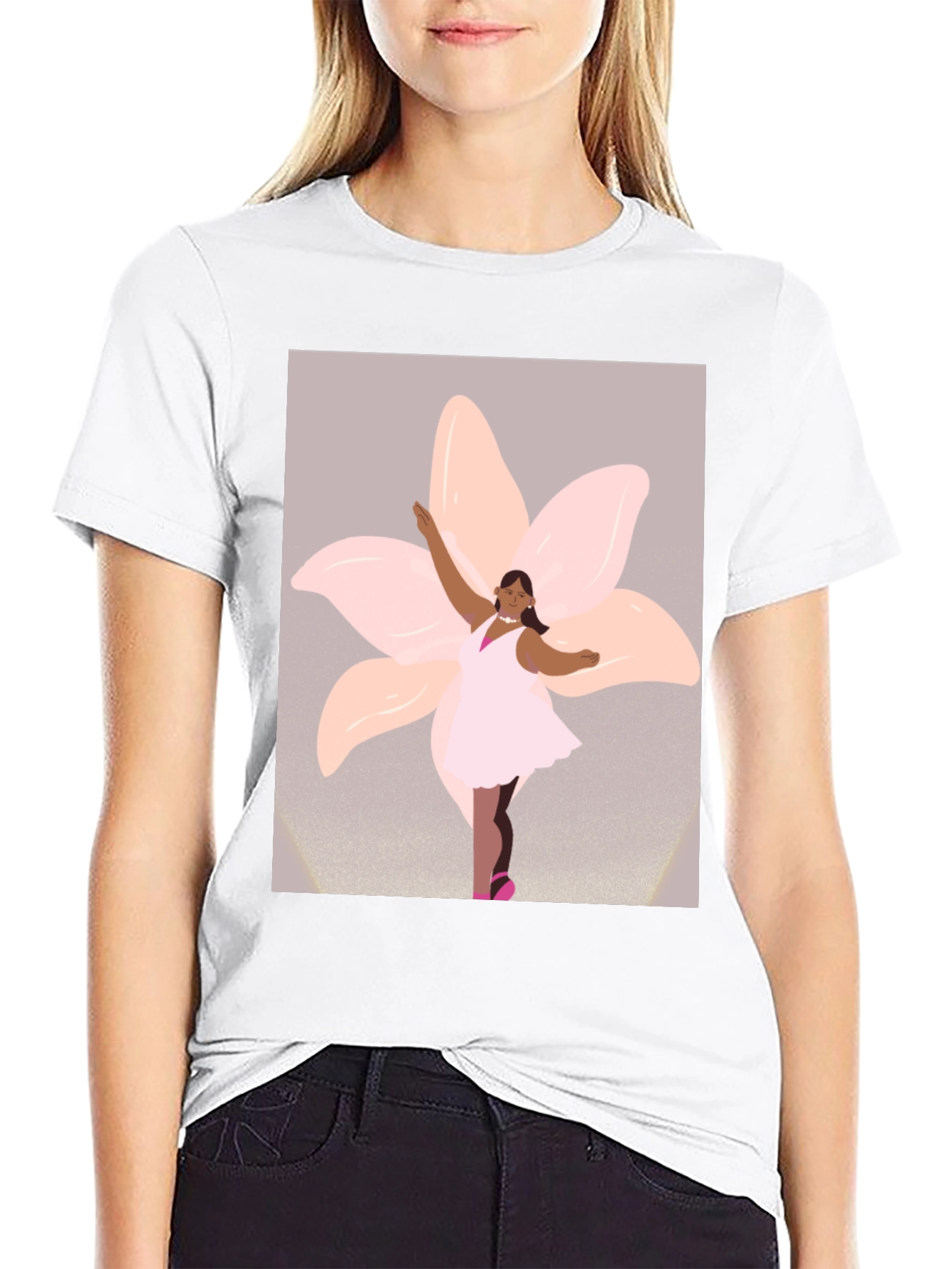 Ballerina Flower Graphic Tee - Black