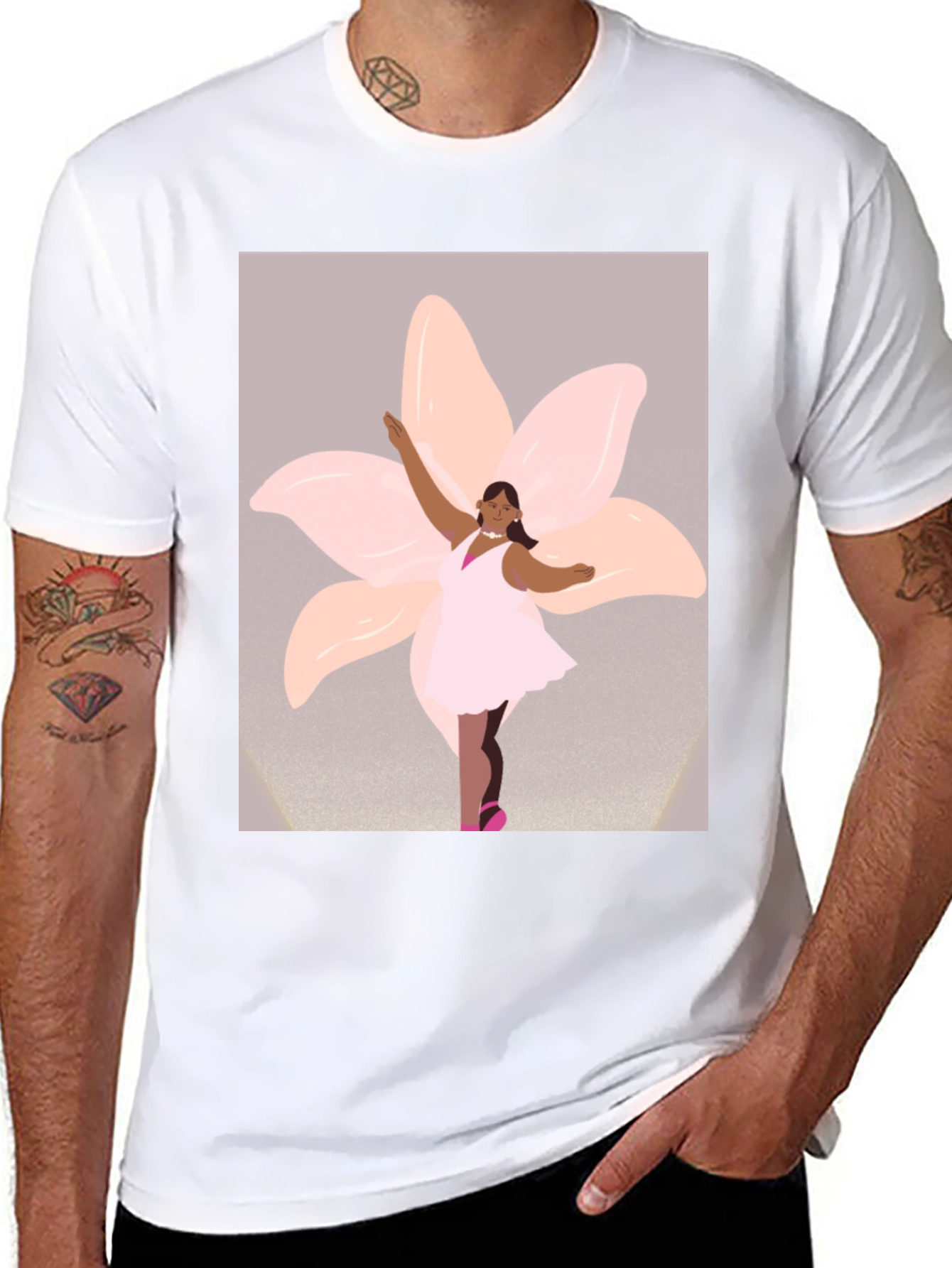 Ballerina Flower Graphic Tee - Black