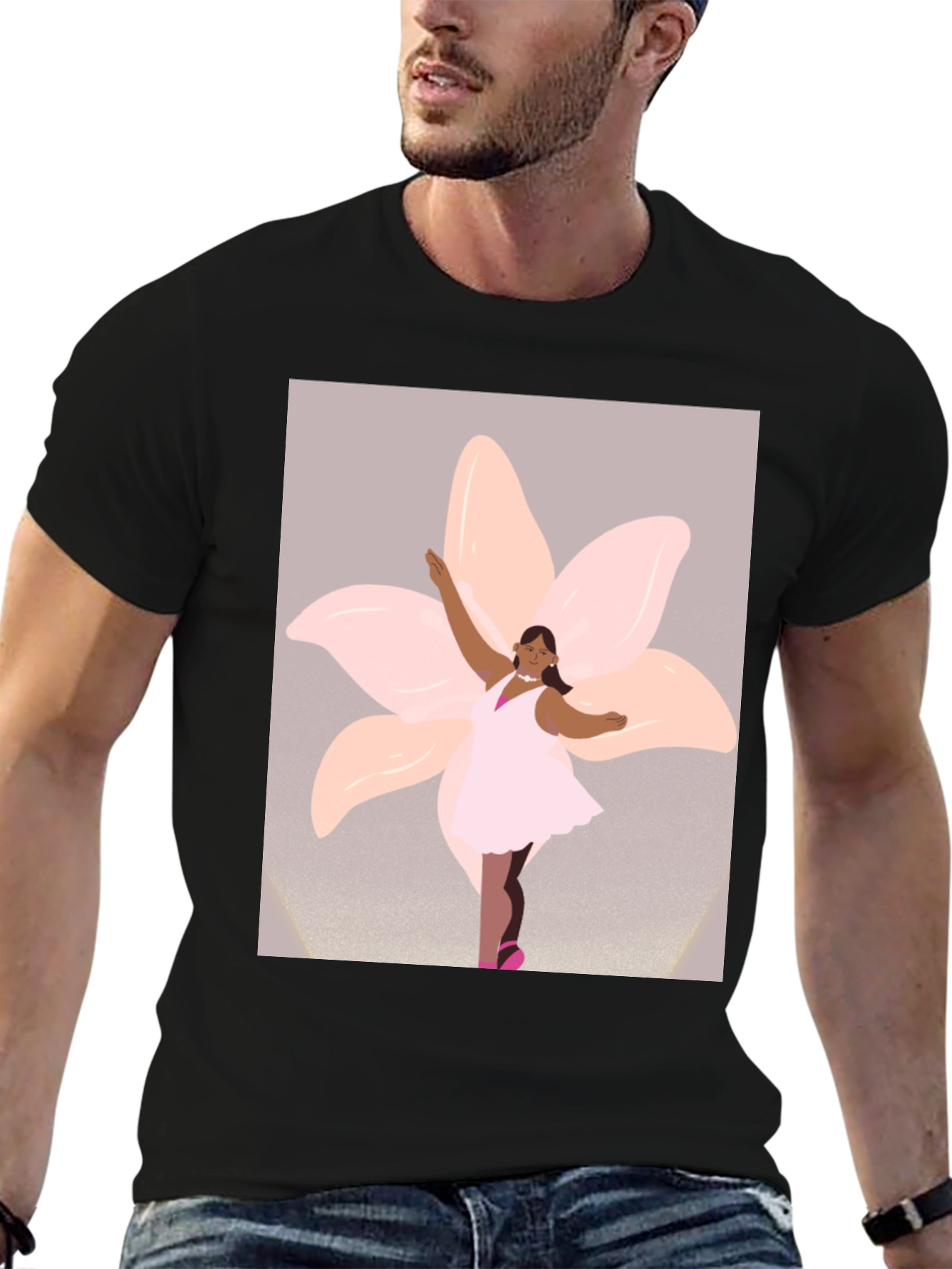 Ballerina Flower Graphic Tee - Black