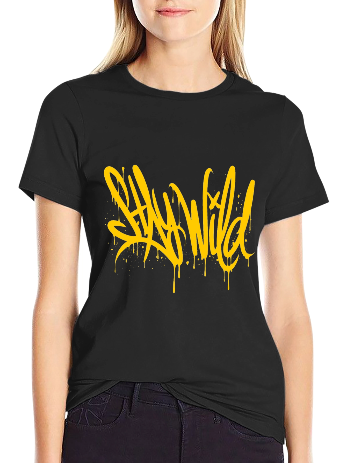 Stay Wild Graphic Black T-Shirt