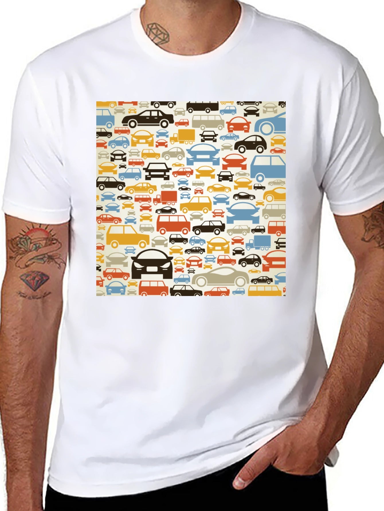 Retro Car Pattern T-Shirt