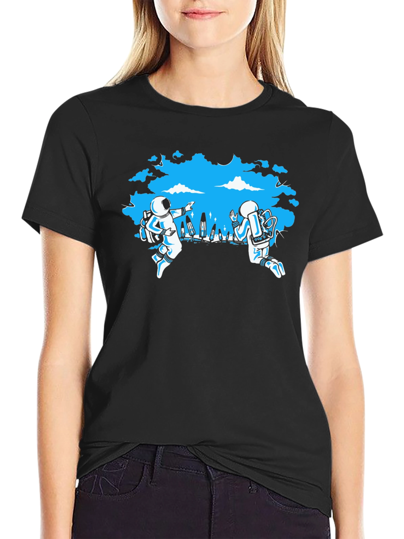 Astronauts In Space Black T-Shirt