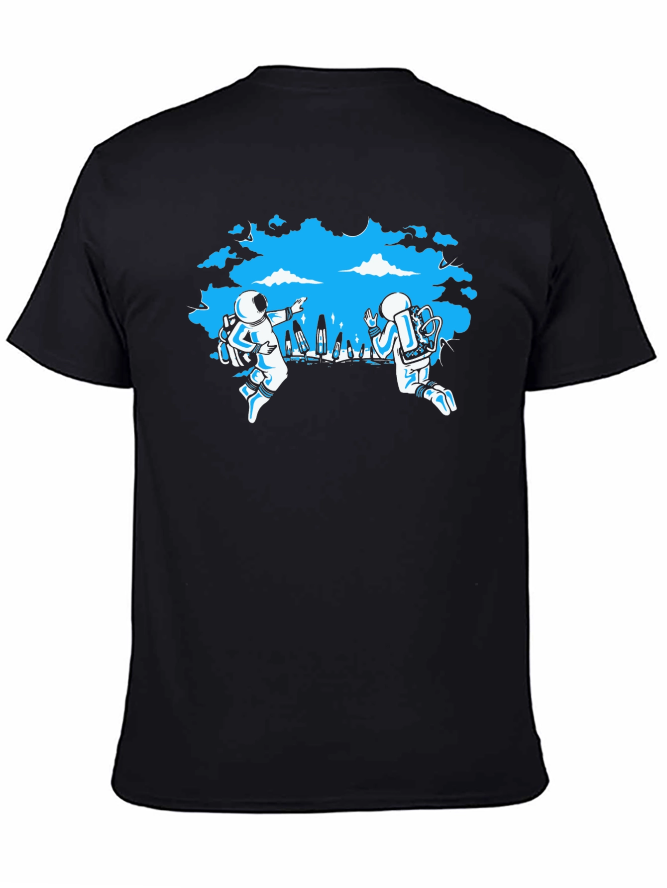 Astronauts In Space Black T-Shirt