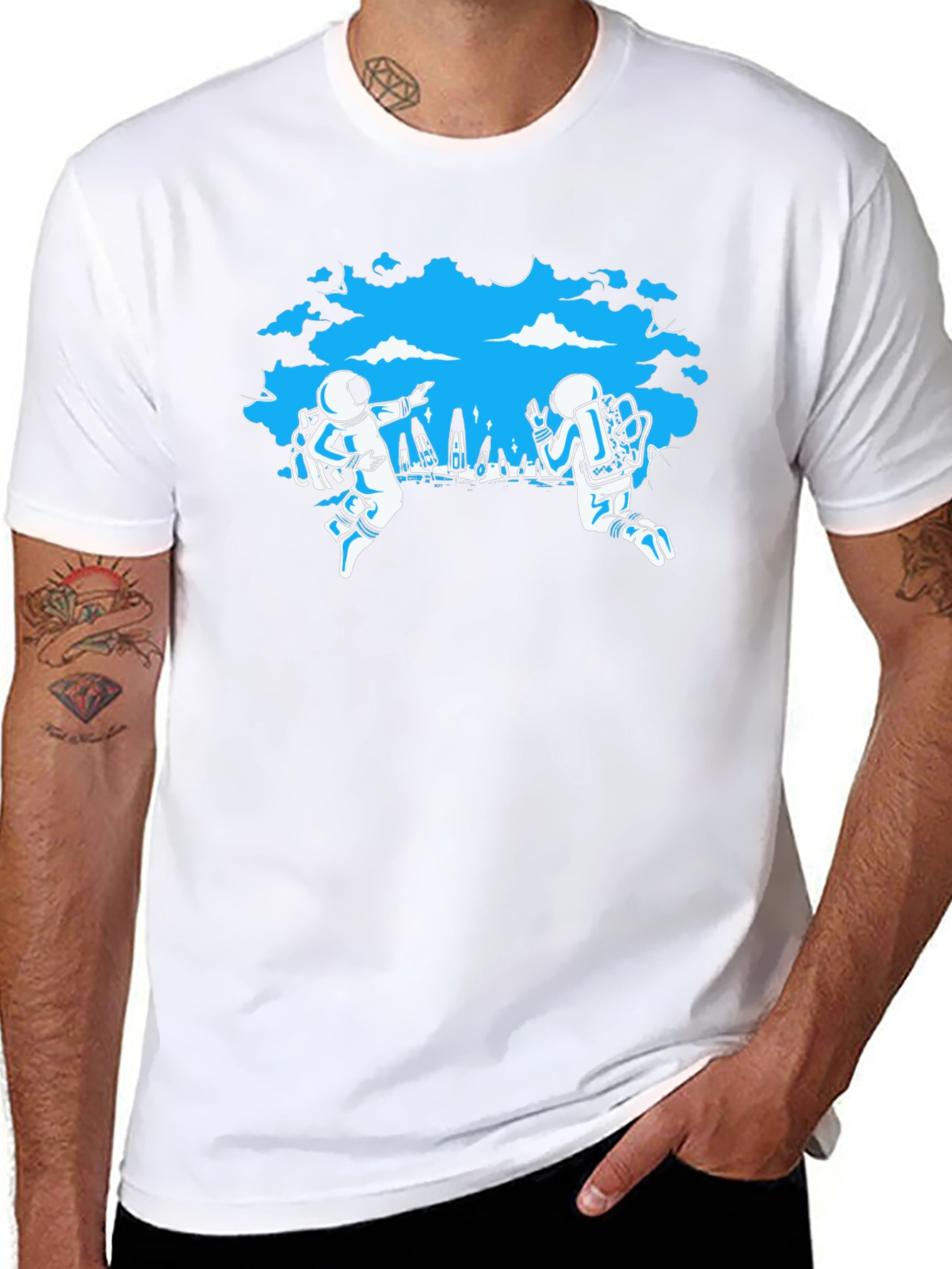 Astronauts In Space Black T-Shirt