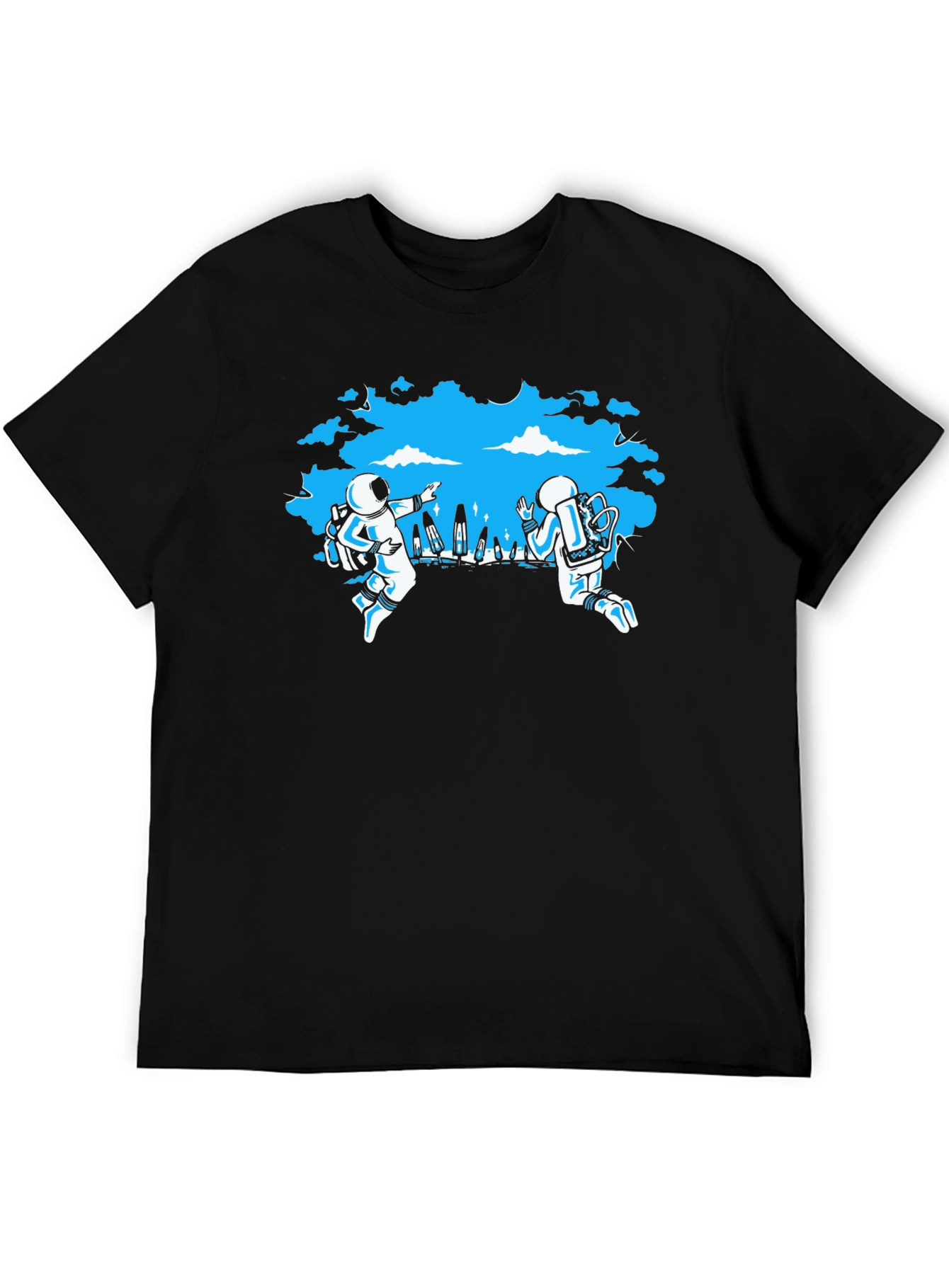 Astronauts In Space Black T-Shirt