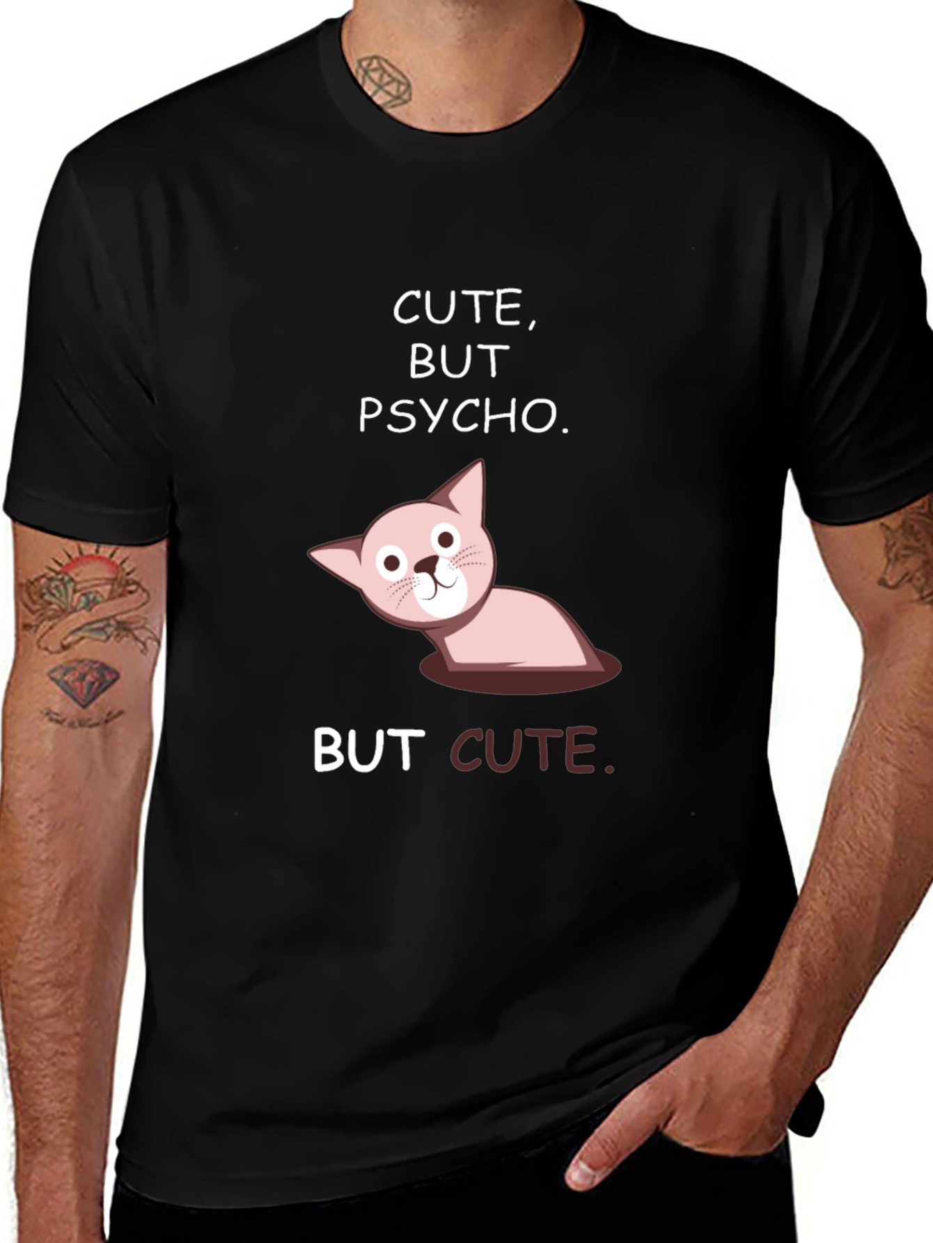 Cute But Psycho Graphic Tee - Black Cotton T-Shirt