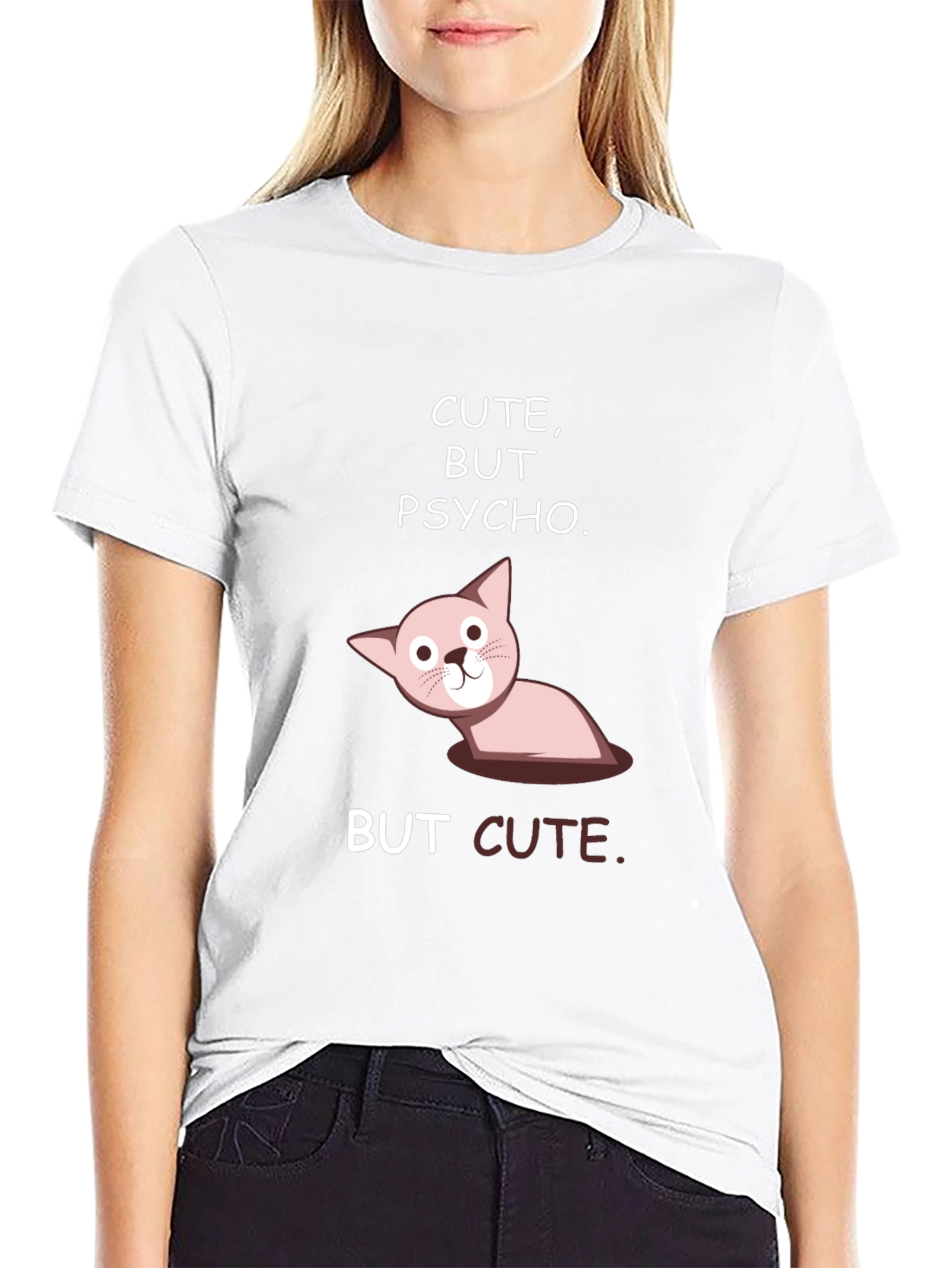 Cute But Psycho Graphic Tee - Black Cotton T-Shirt
