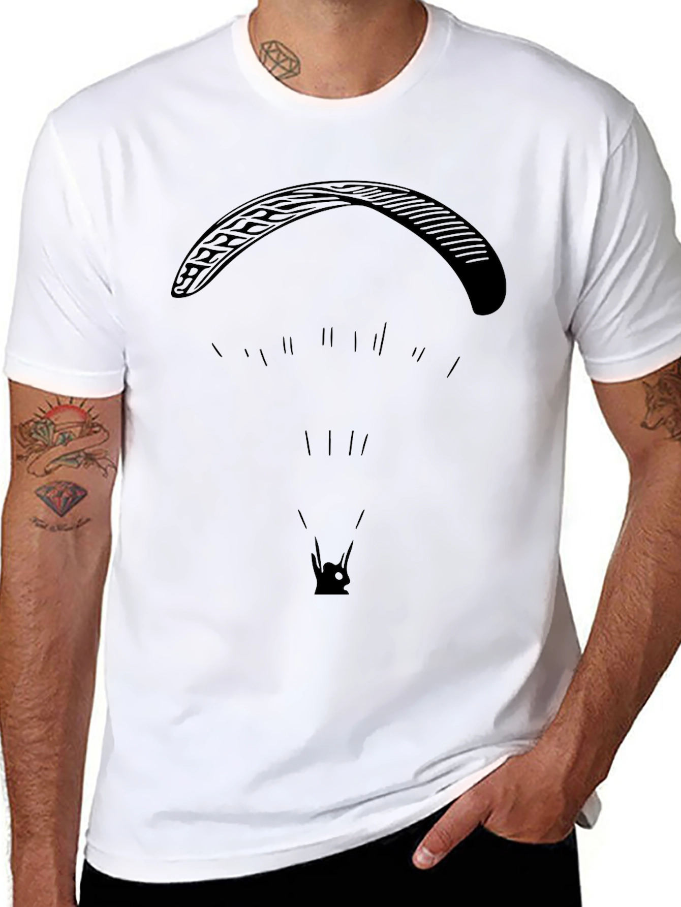Black Paragliding Graphic Tee - Adventure Ready