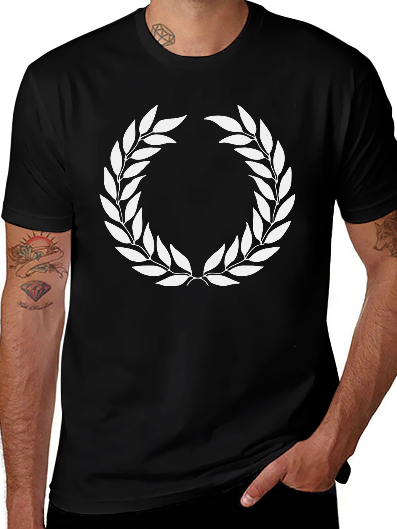 Laurel Wreath Graphic Black T-Shirt