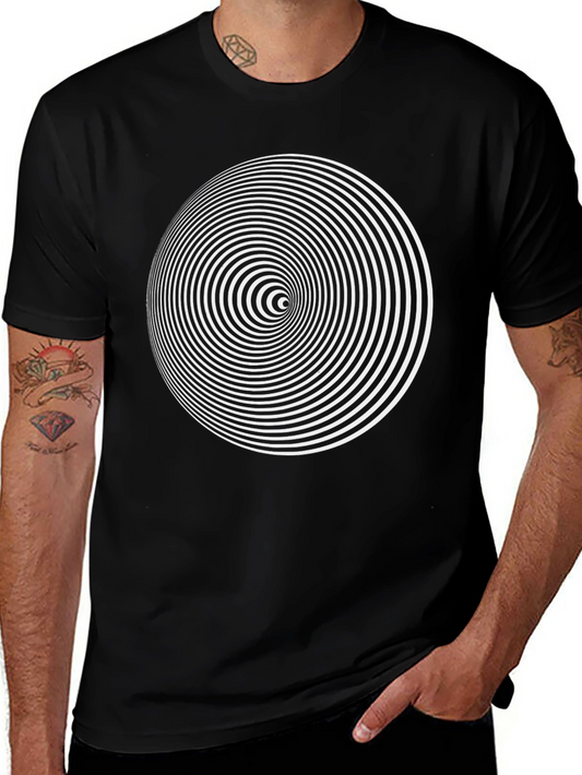 Hypnotic Spiral Graphic Print Black T-Shirt